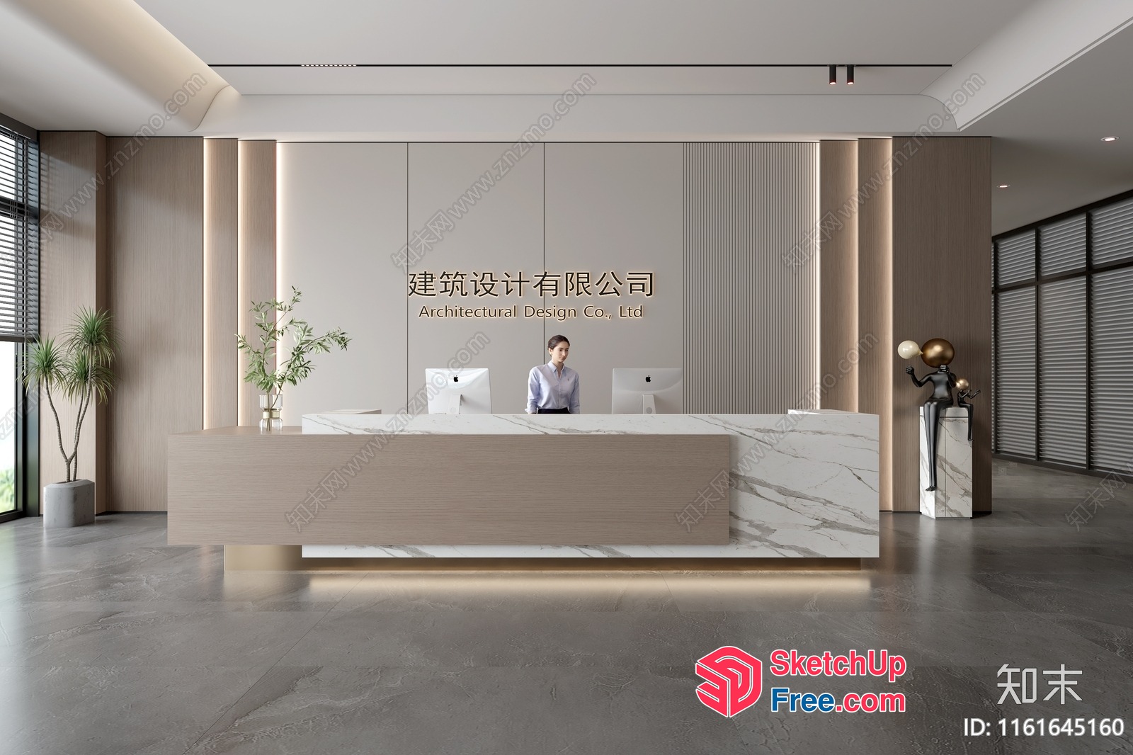 Architectural Design Company Reception Area 3D SketchUp File