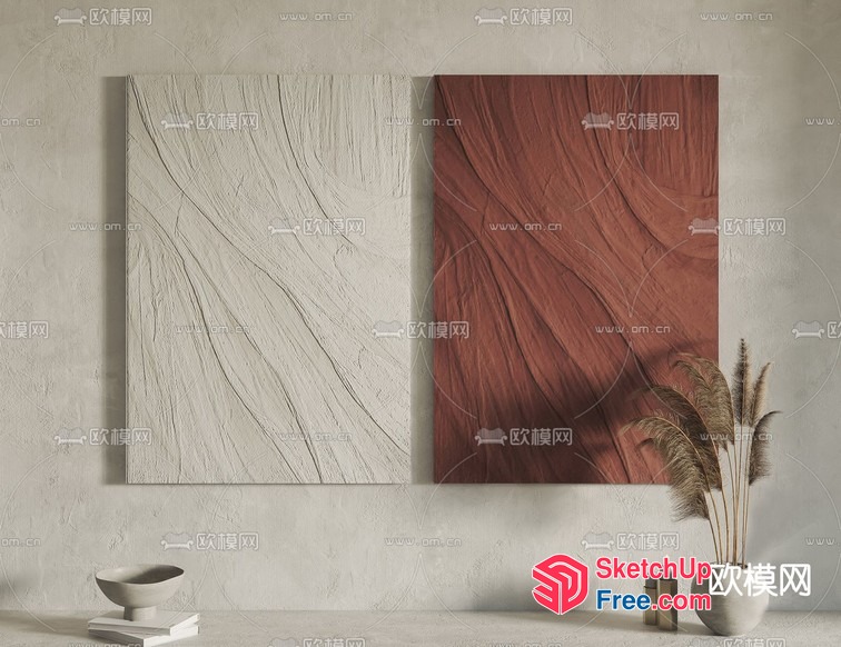 Two Large Wall Hangings With Textured Surfaces 3D SketchUp File