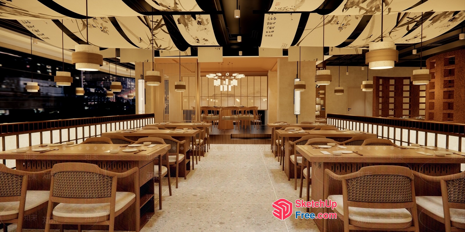 Modern Japanese Restaurant Interior Design 3D SketchUp File