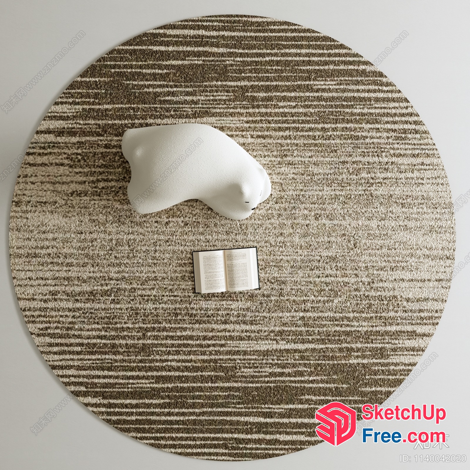 A Polar Bear On A Circular Rug With A Book 3D SketchUp File
