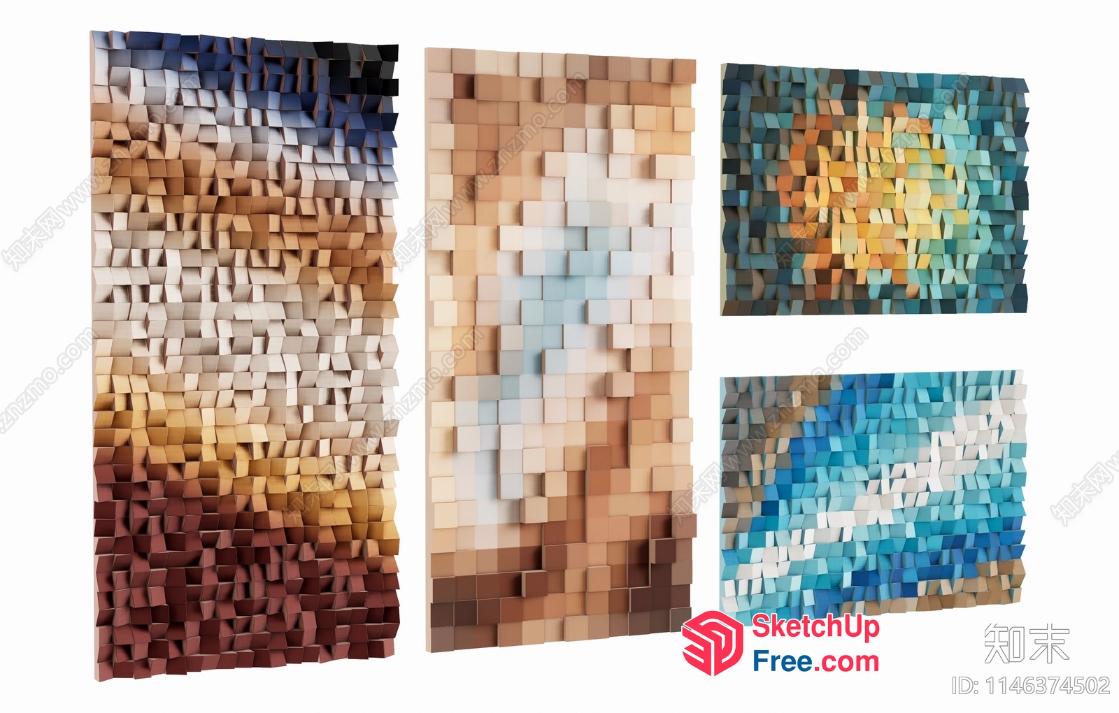 Abstract 3D Wall Art Pieces 3D SketchUp File