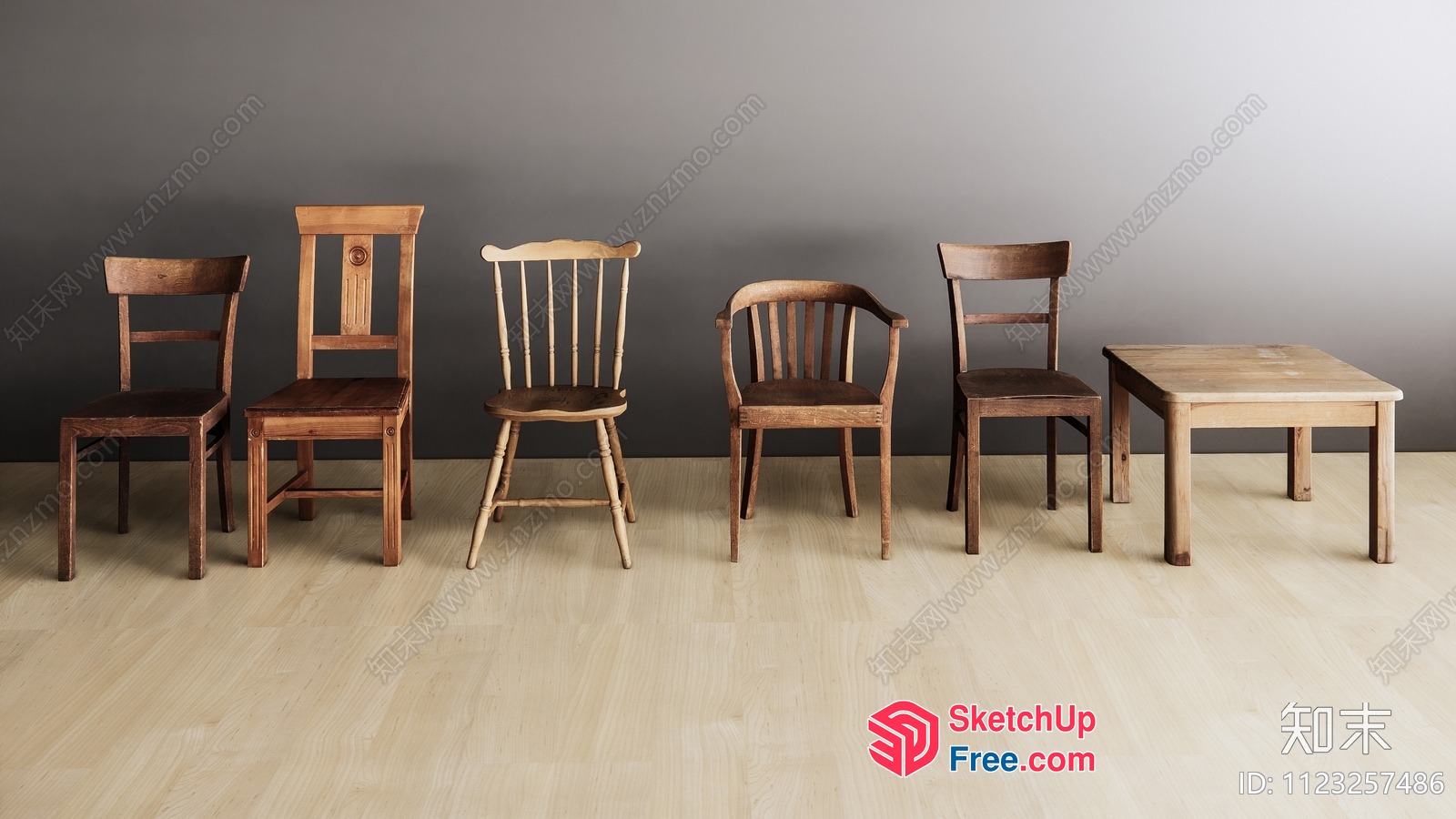 Simple Wooden Chairs Collection 3D SketchUp File
