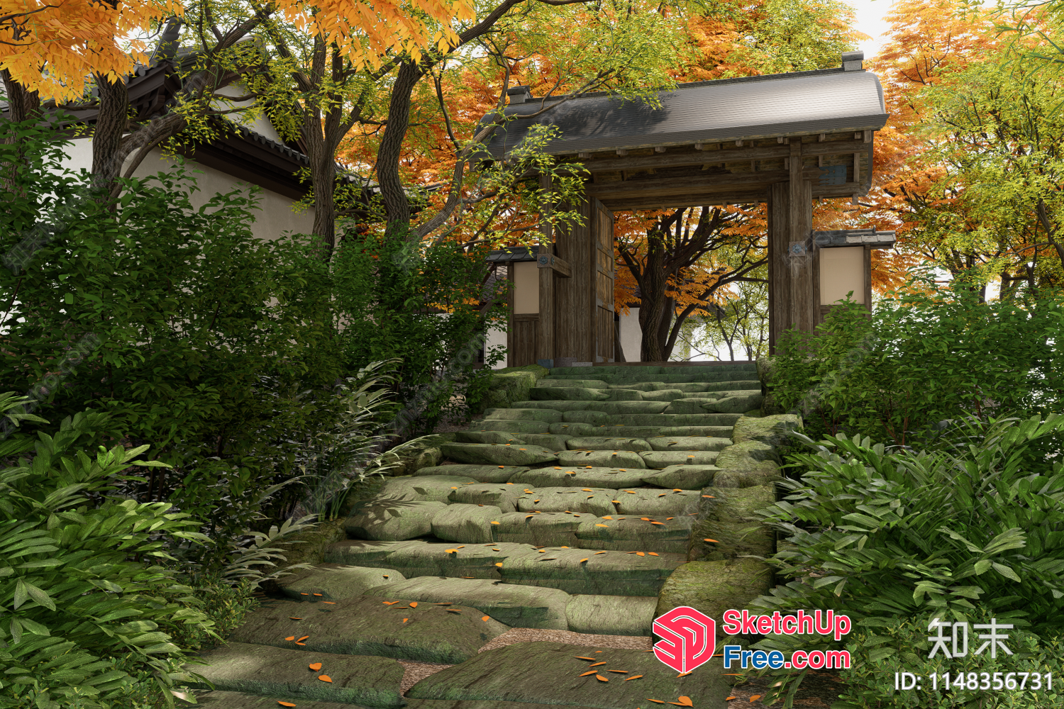 Japanese Style Entrance Stairway 3D SketchUp File