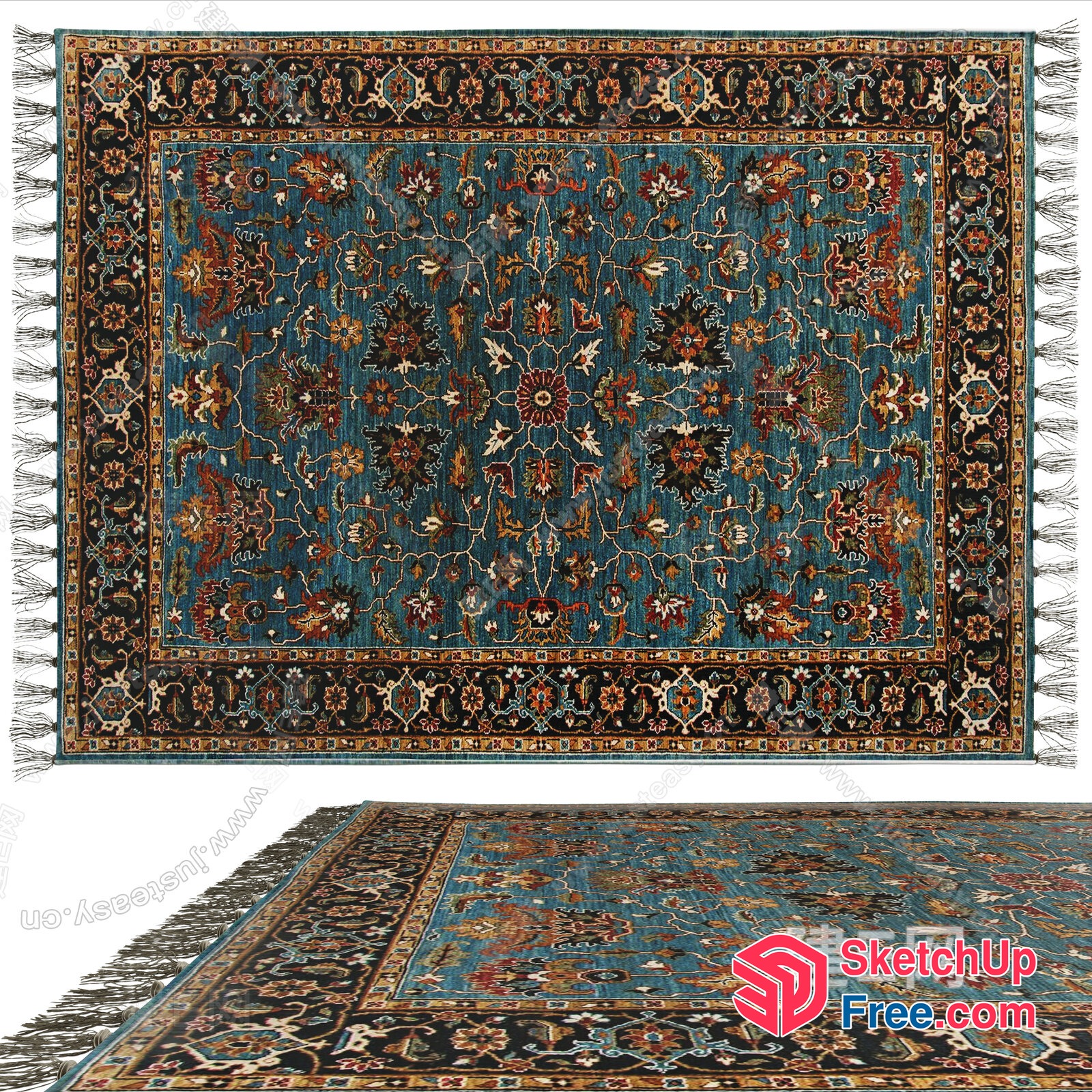 Exquisite Traditional Floral Patterned Rug 3D SketchUp File