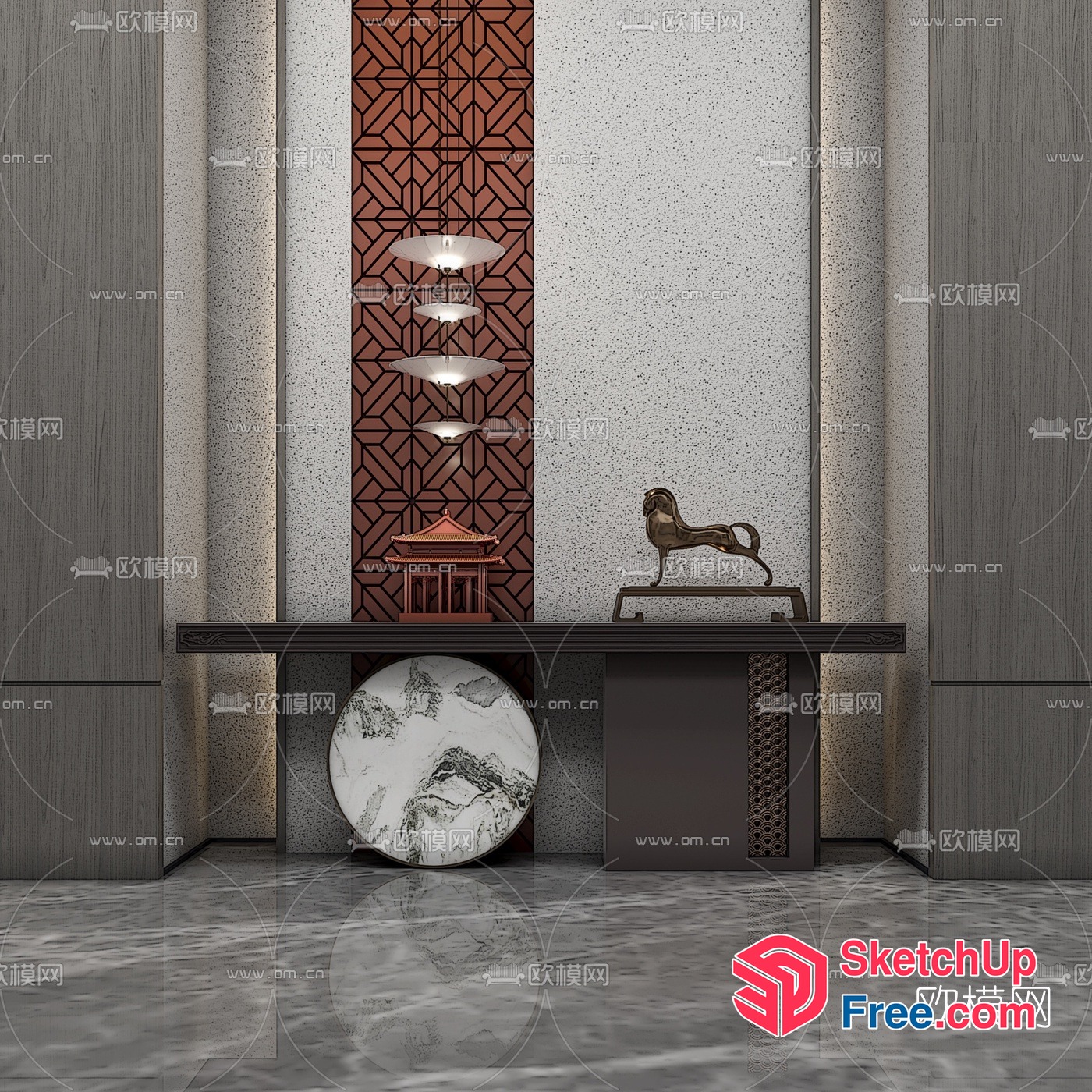 Asian-Inspired Modern Interior Design 3D SketchUp File