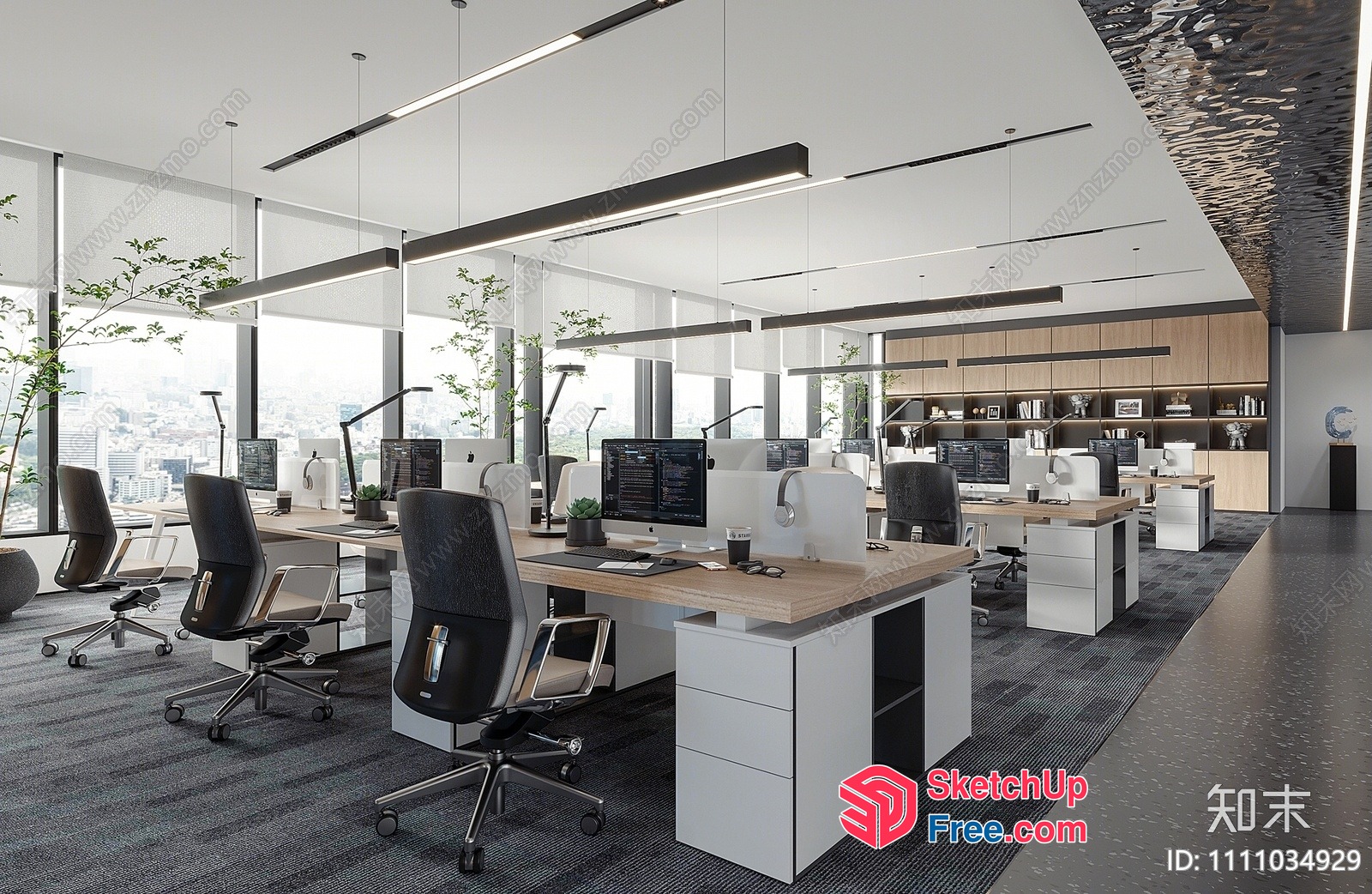 Modern Office Space With Natural Light And Comfortable Seating 3D SketchUp File