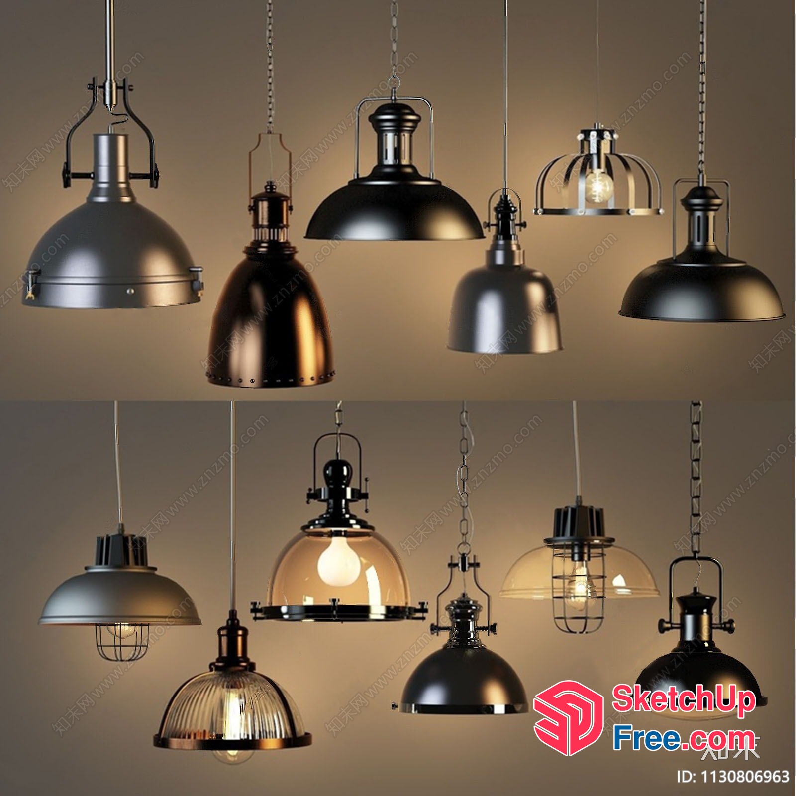 Industrial Style Pendant Lights 3D SketchUp File