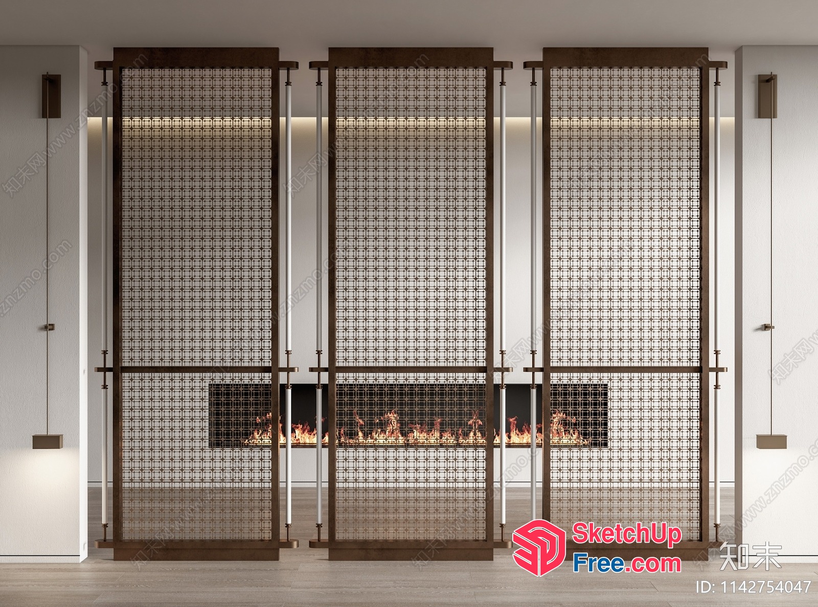 Fireplace Partition Screen With Modern Design 3D SketchUp File