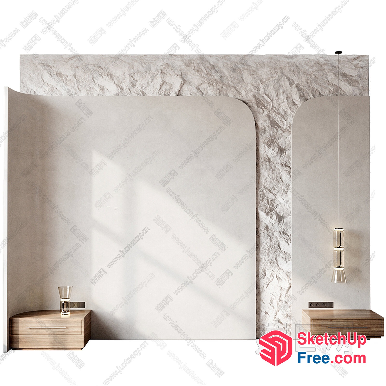 Minimalist Style Wall Decor With Pillar And Bed Head Tab 3D SketchUp File