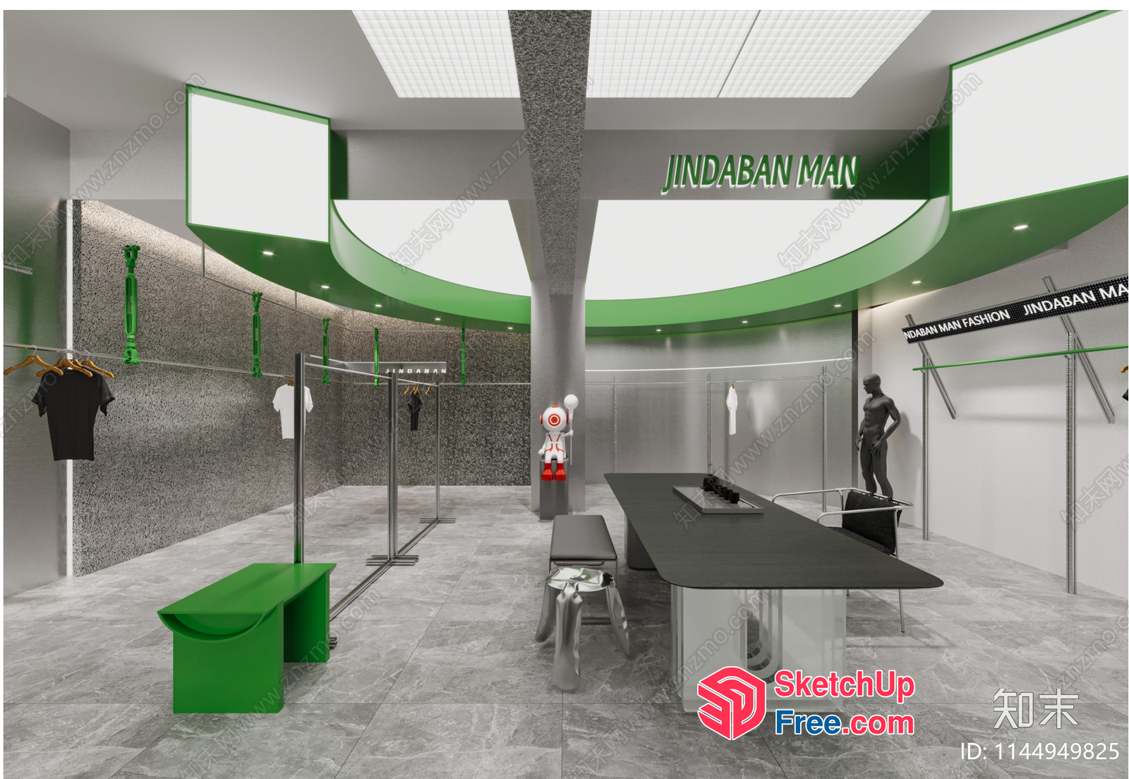 Modern Jindaban Man Fashion Store Interior 3D SketchUp File