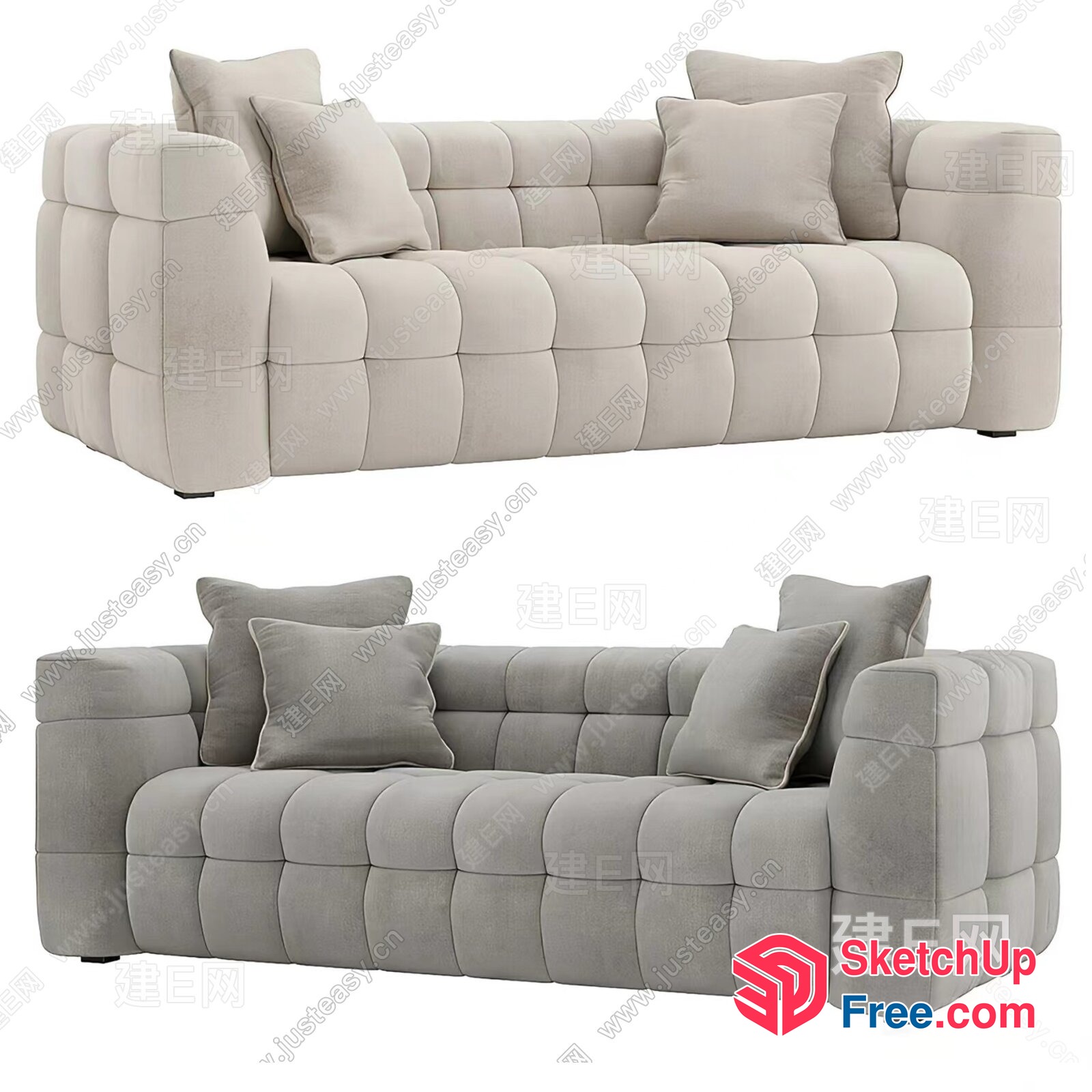 Modern Minimalist Grey Sofa 3D SketchUp File