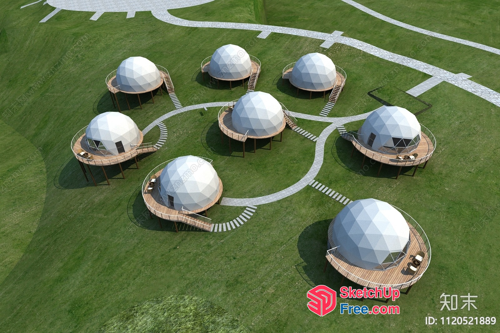 Serene Geodesic Dome Retreat 3D SketchUp File