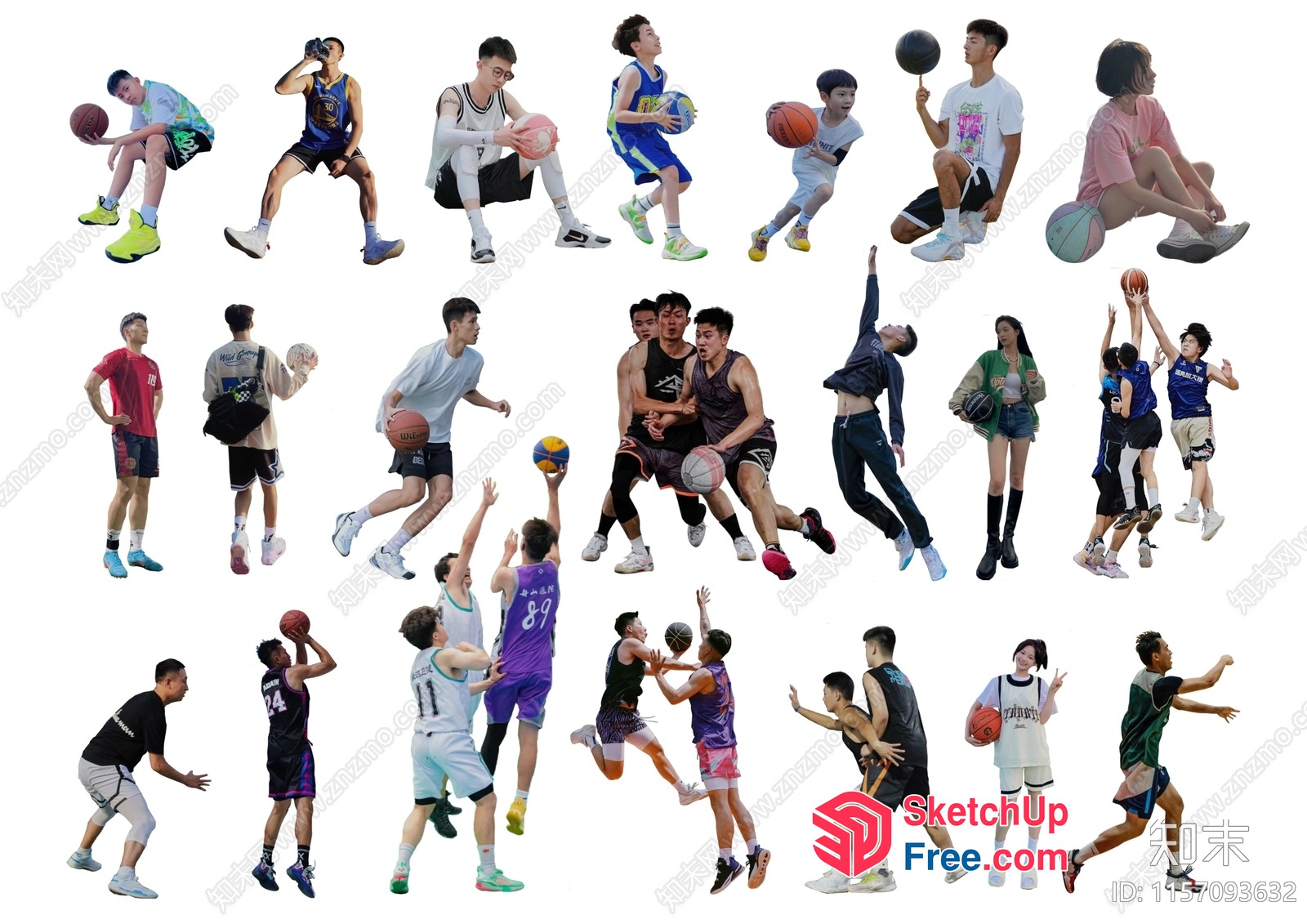 Basketball Players In Various Poses 3D SketchUp File