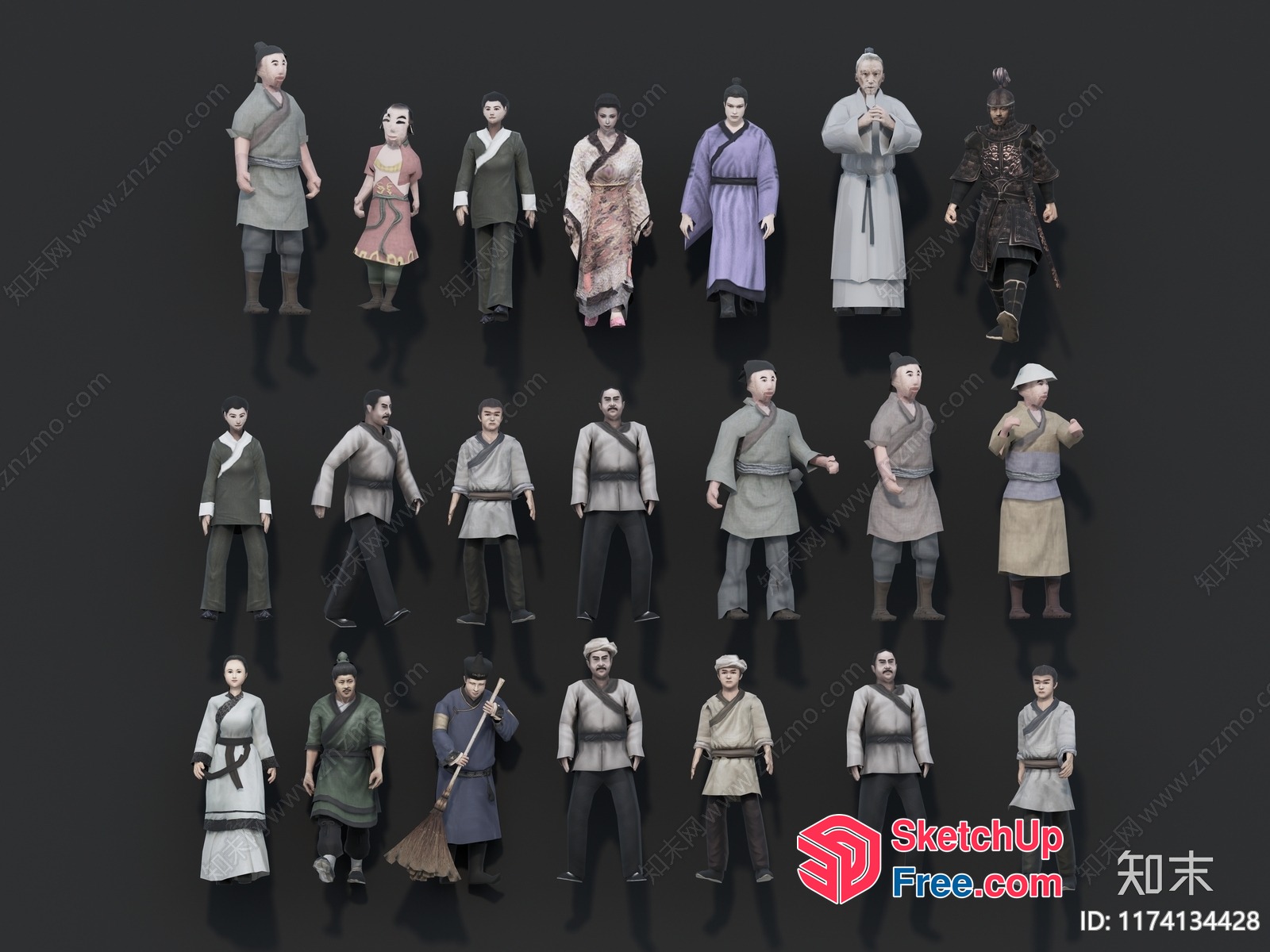 Asian Historical Figures 3D SketchUp File