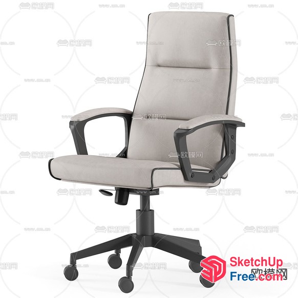 High-Back Office Chair With Wheels And Armrests 3D SketchUp File