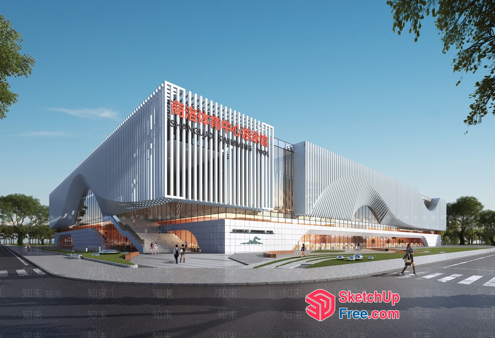 Modern Commercial Building With Sleek Architecture And Large Windows 3D SketchUp File