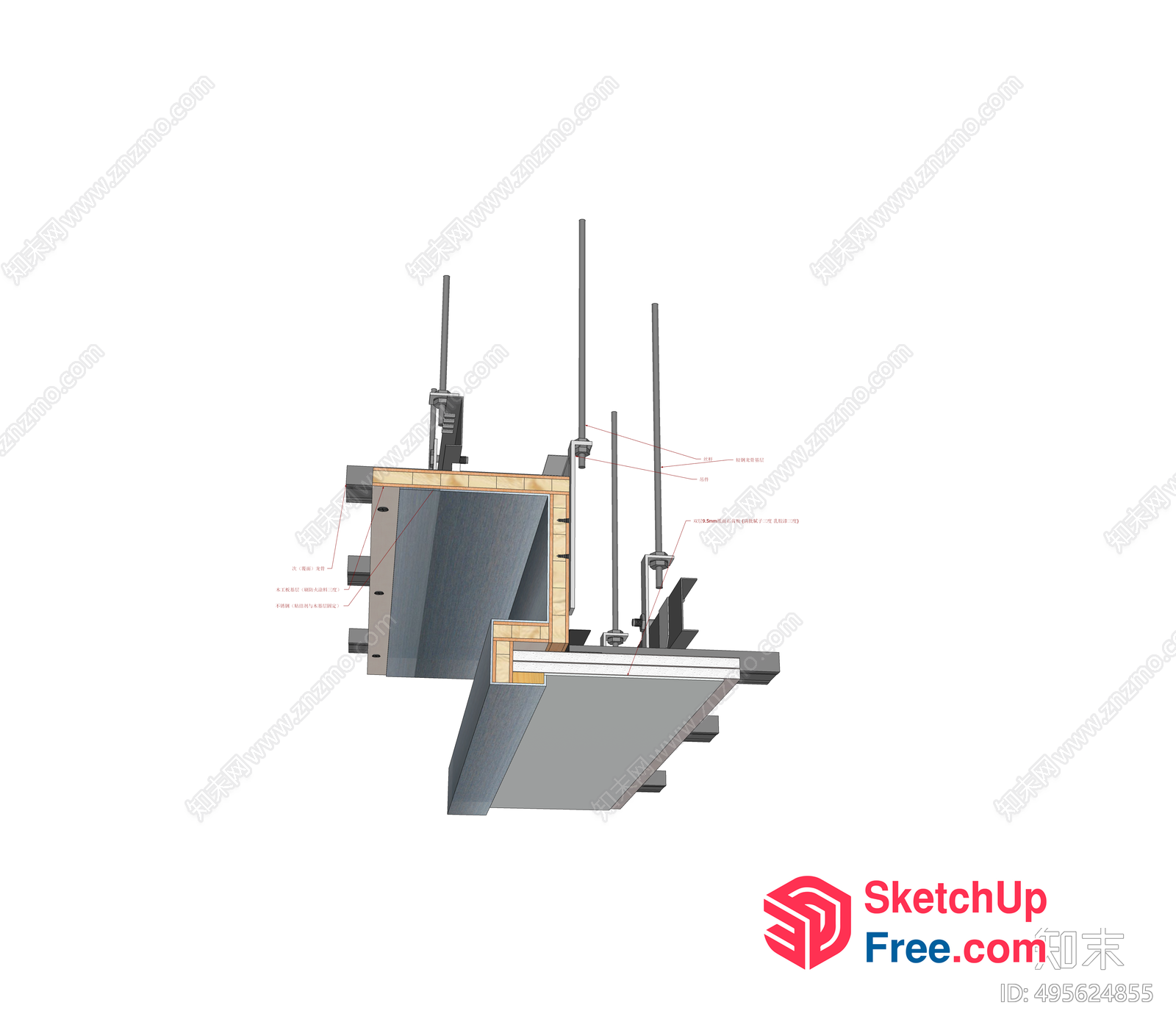 A Detailed 3D Architectural Design Of A Stairway 3D SketchUp File