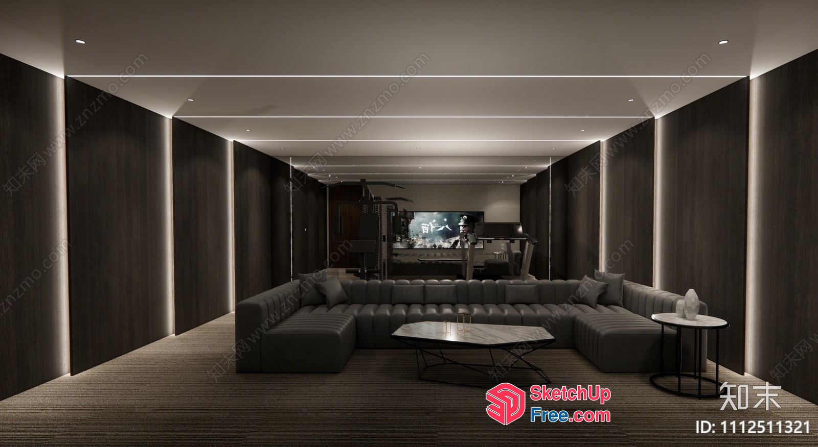 Modern Home Theater With Cozy Seating And Large Screen 3D SketchUp File