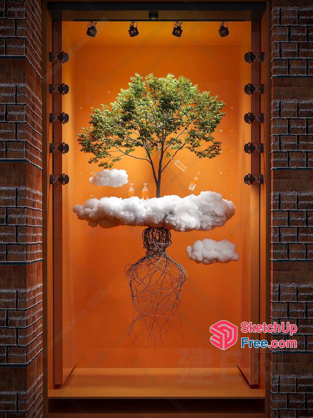 Tree Growing Out Of A Wire Sculpture 3D SketchUp File