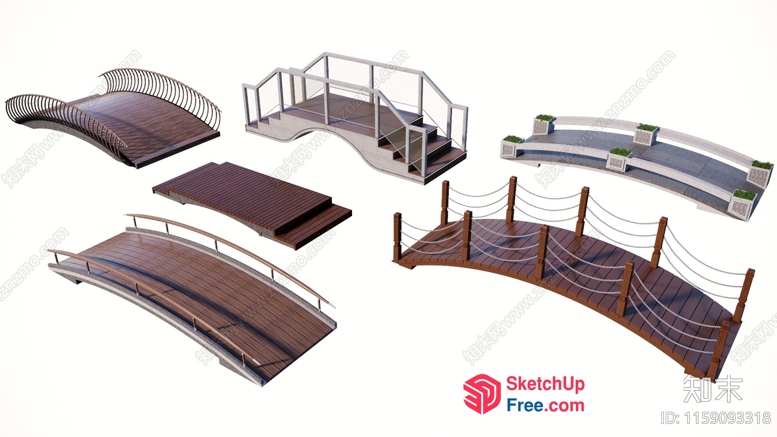 3D Rendered Staircases And Bridges 3D SketchUp File