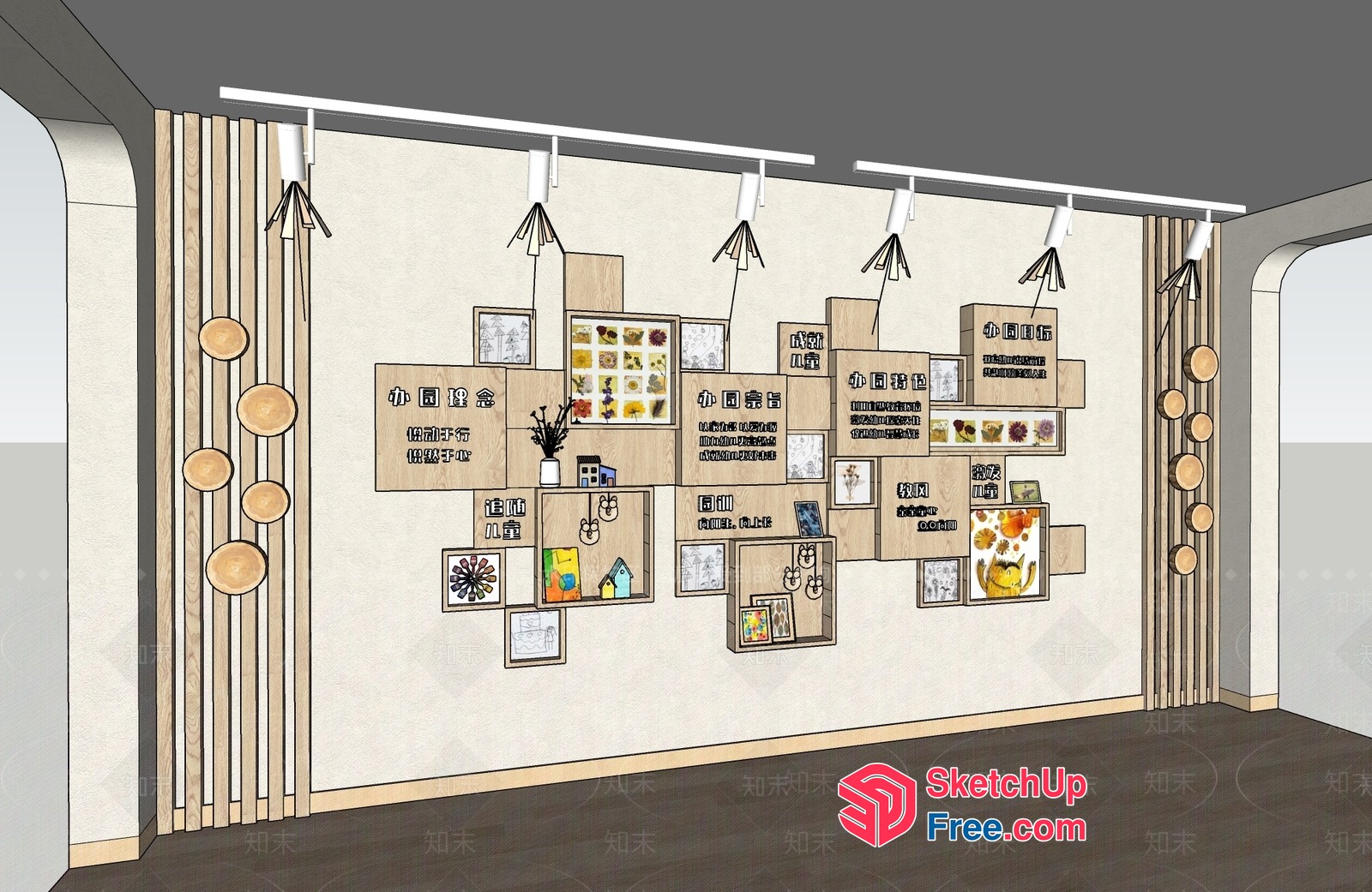 Wall Display With Various Decorative Items 3D SketchUp File