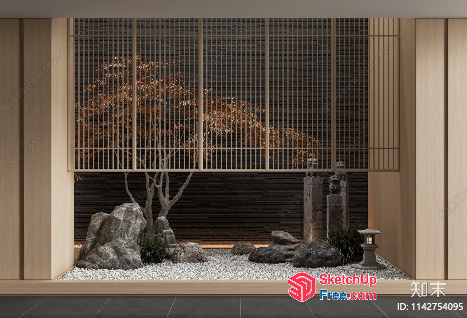 Japanese Style Garden Design With Natural Elements 3D SketchUp File