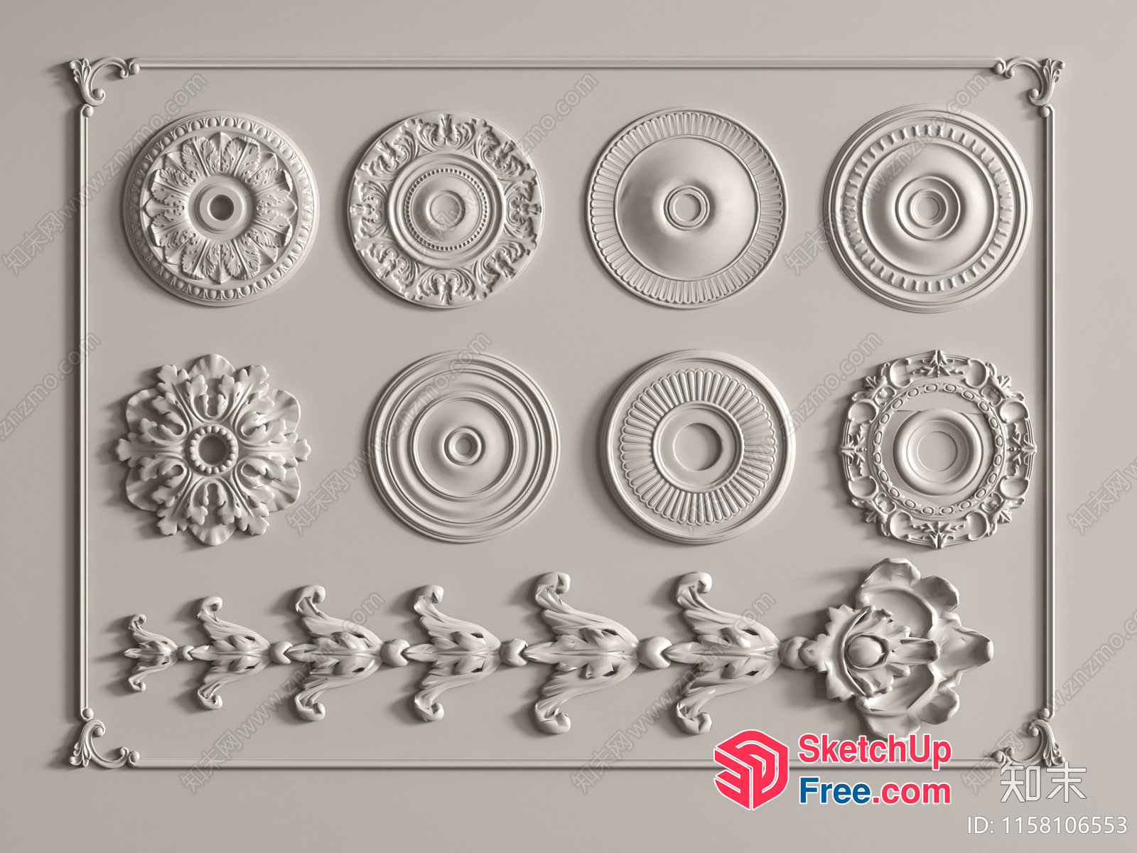 Ornate Ceiling Decorative Elements Collection 3D SketchUp File