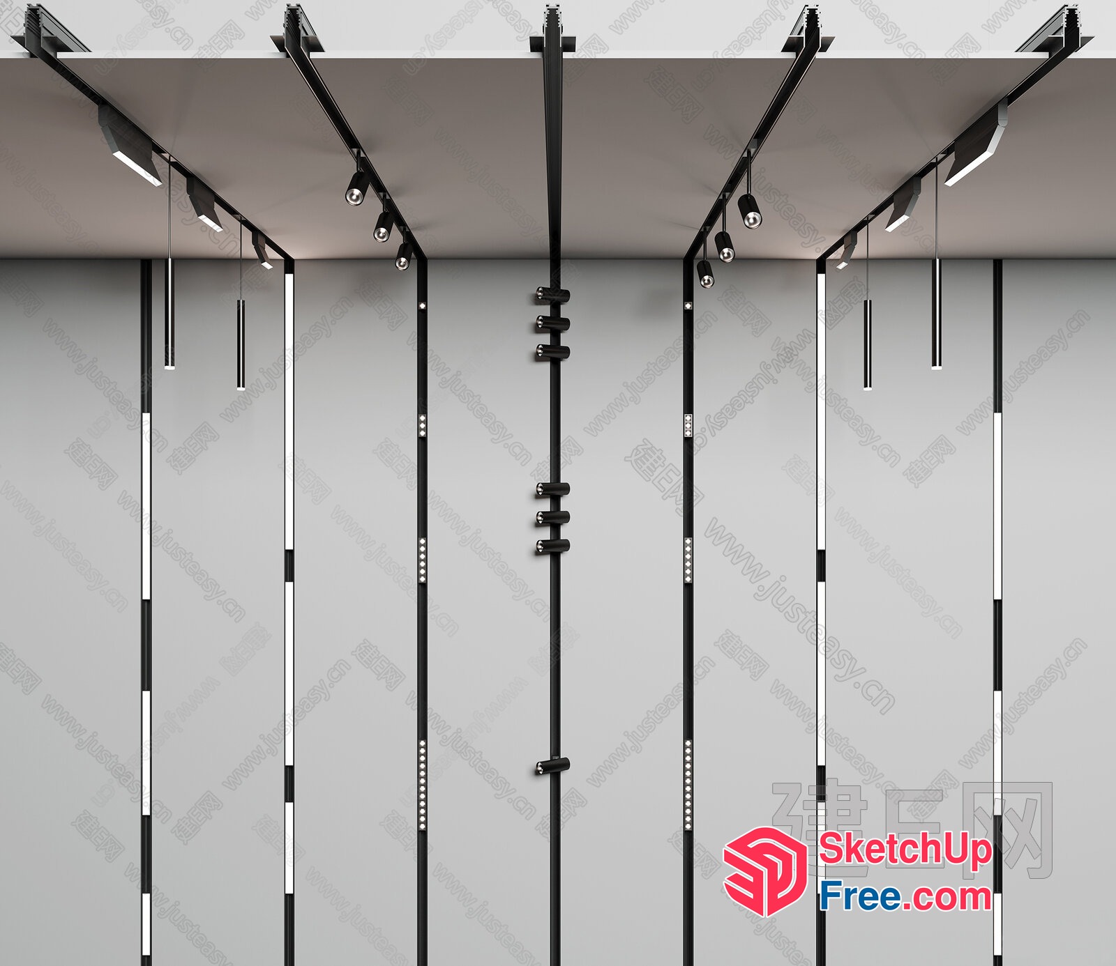 Suspended Lighting Fixtures And Track Lighting 3D SketchUp File