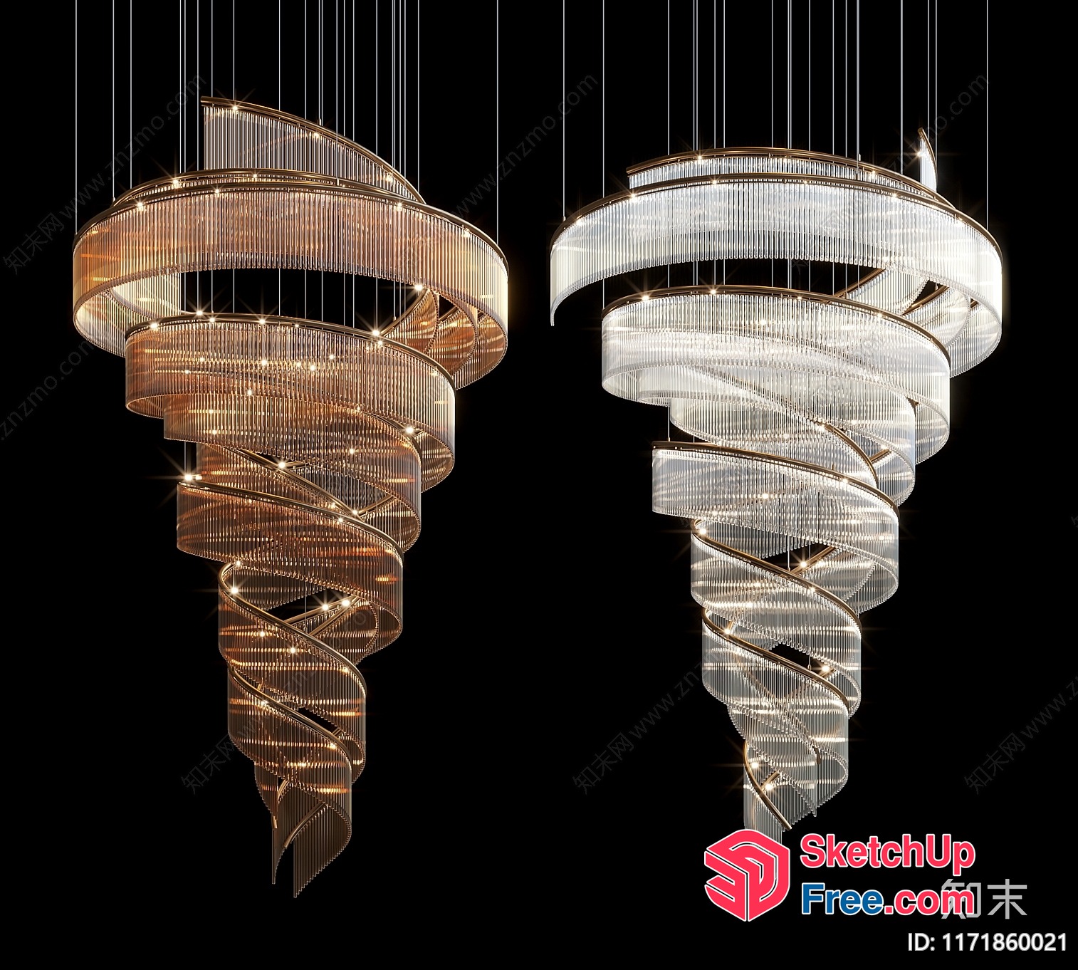 Elegant Spiral Chandelier 3D SketchUp File