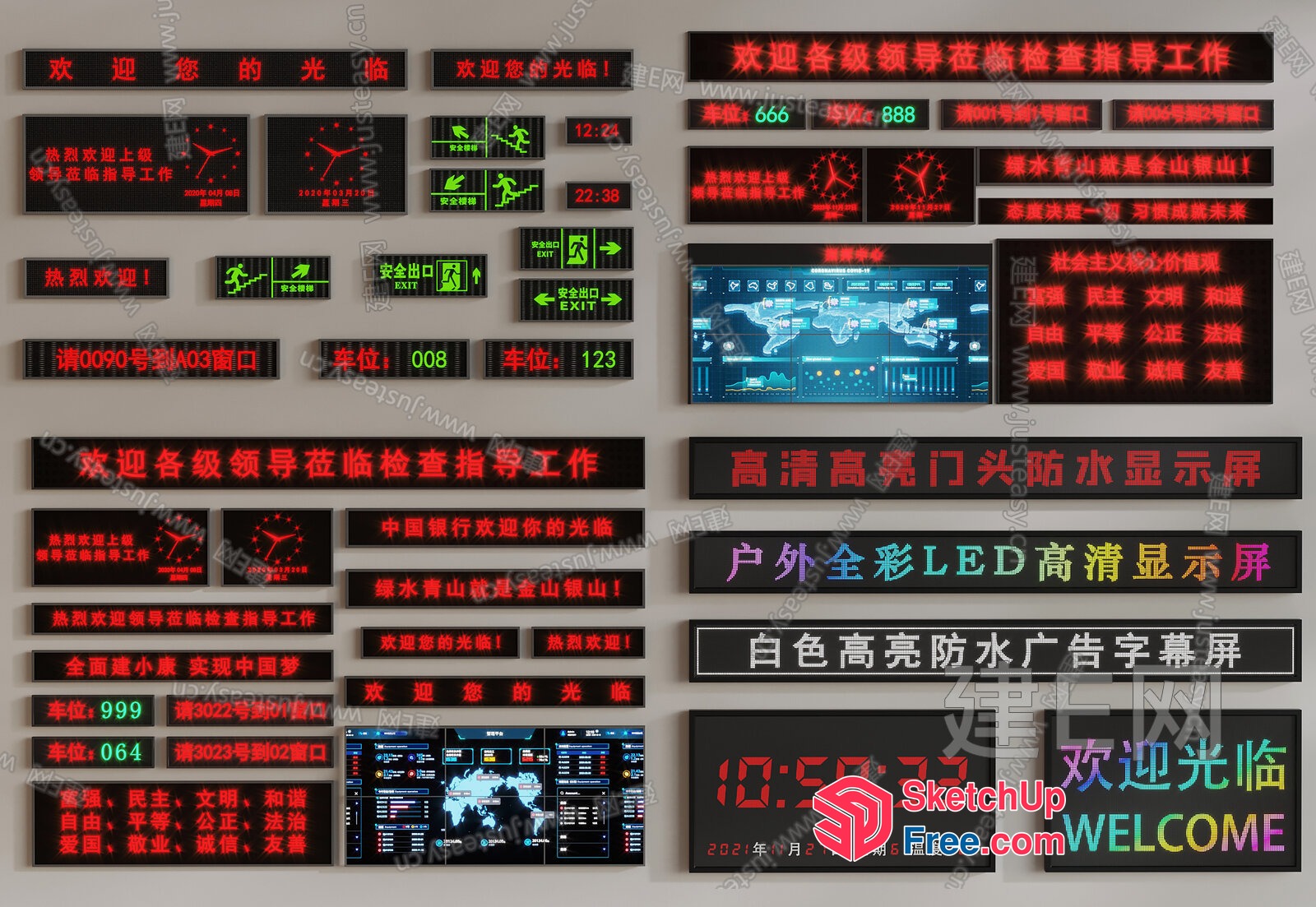 Modern Led Signage Collection 3D SketchUp File