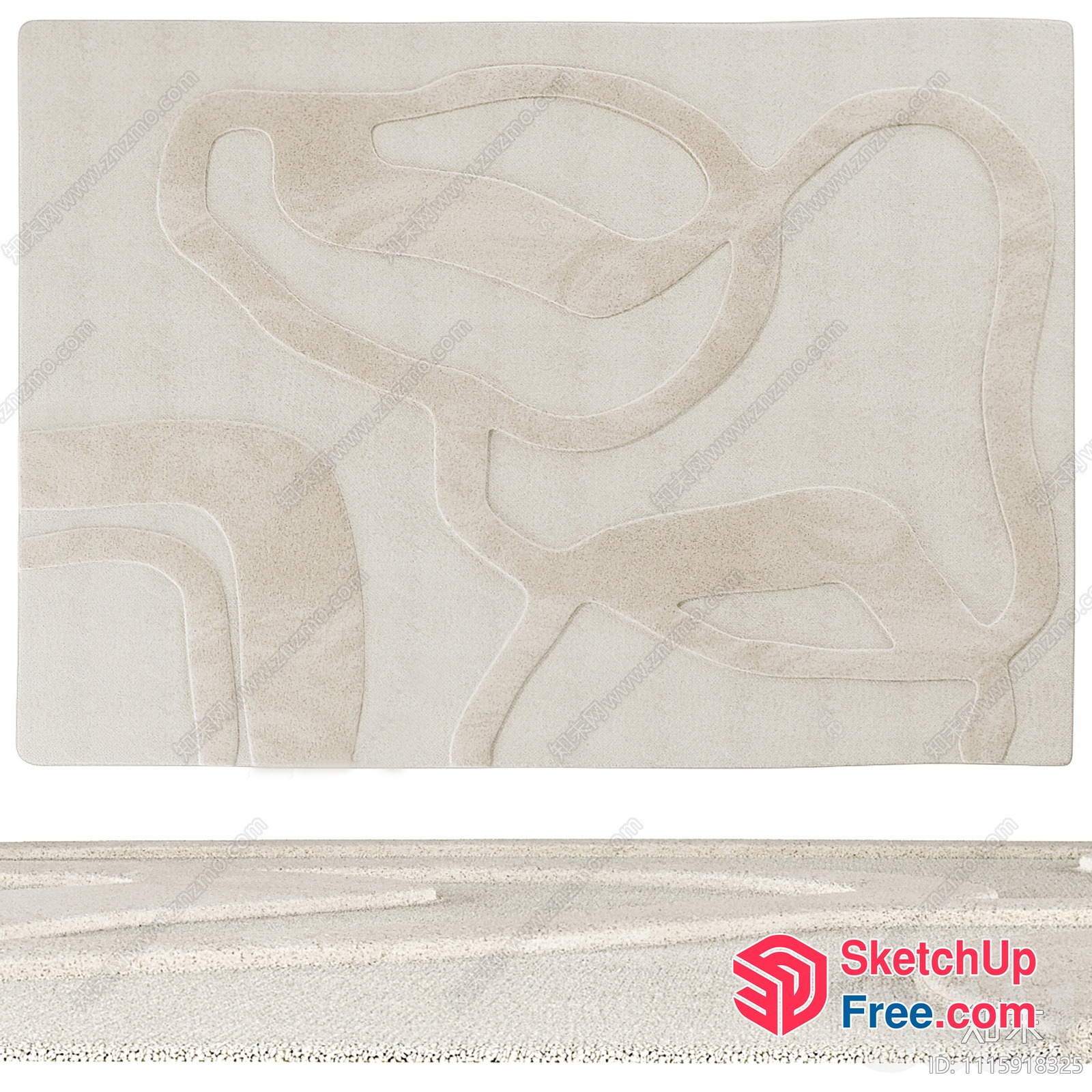 Abstract Minimalist White Rugs 3D SketchUp File