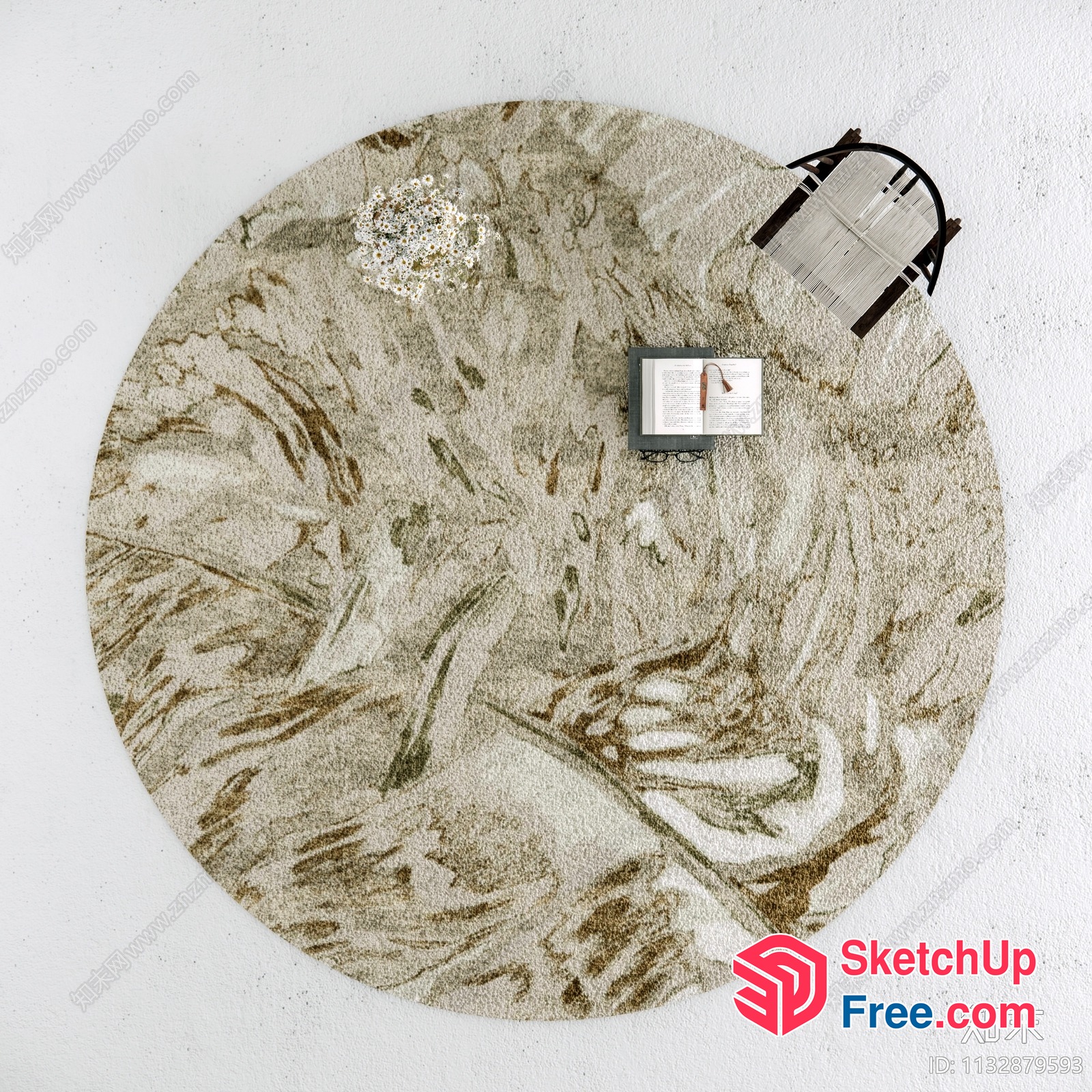 Round Rug With Abstract Design And Table 3D SketchUp File
