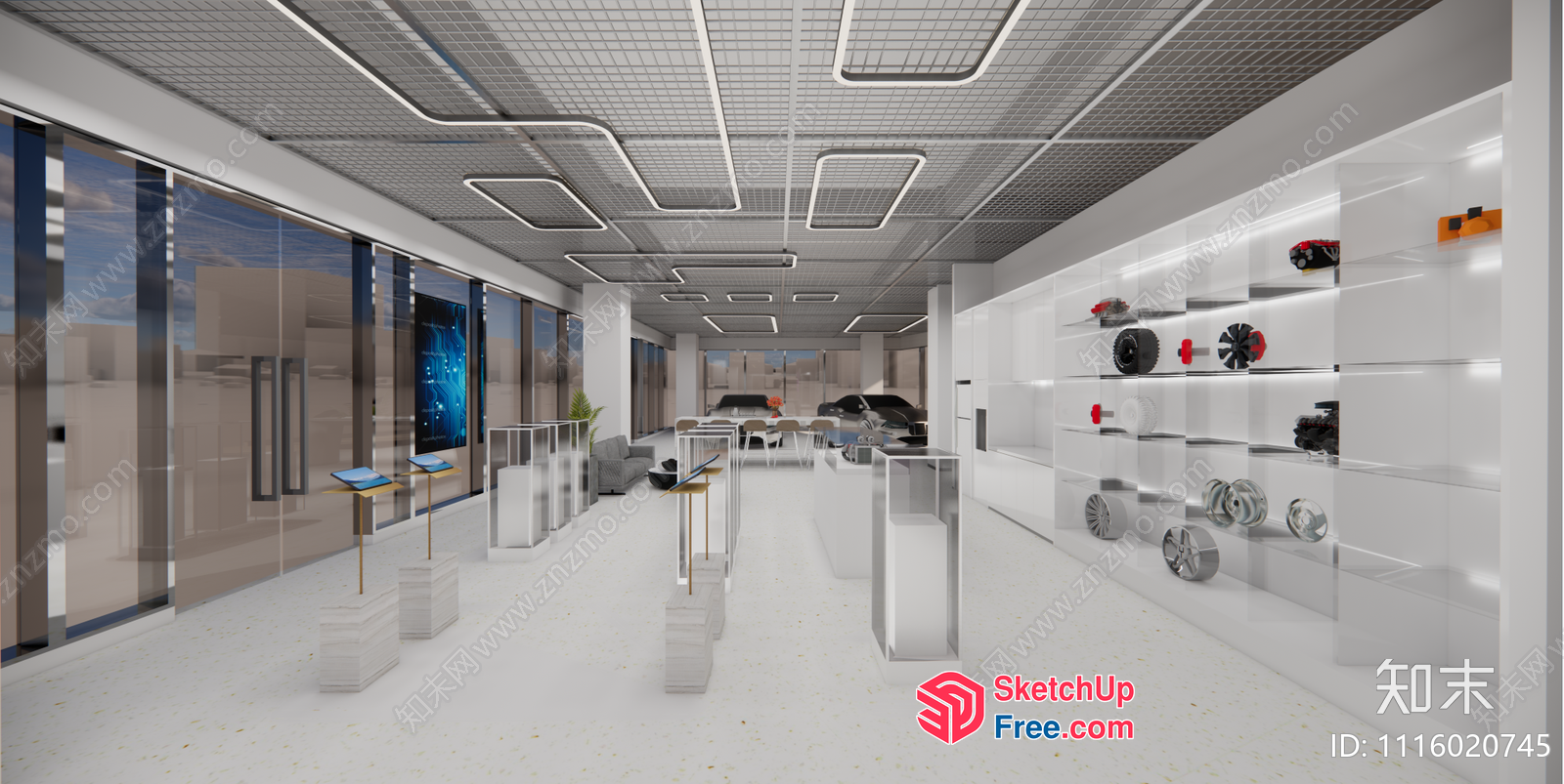 Modern Minimalist Office Interior With Sleek Glass And Metal Elements 3D SketchUp File