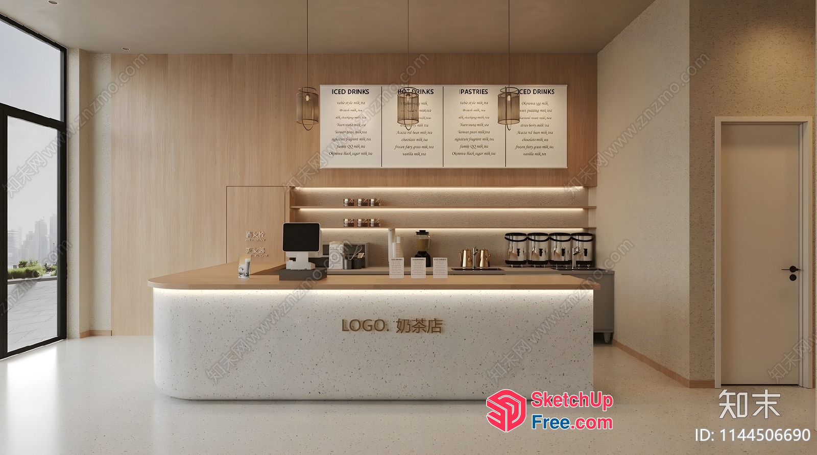 Modern Coffee Shop Interior 3D SketchUp File