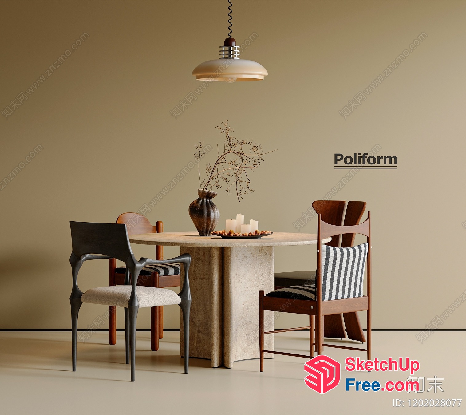 Poliform Dining Table Set 3D SketchUp File
