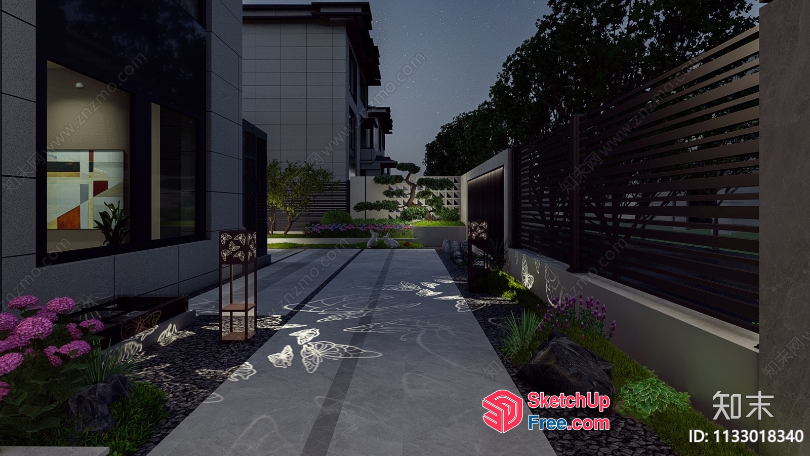 Modern Japanese-Style Villa Exterior Decor 3D SketchUp File