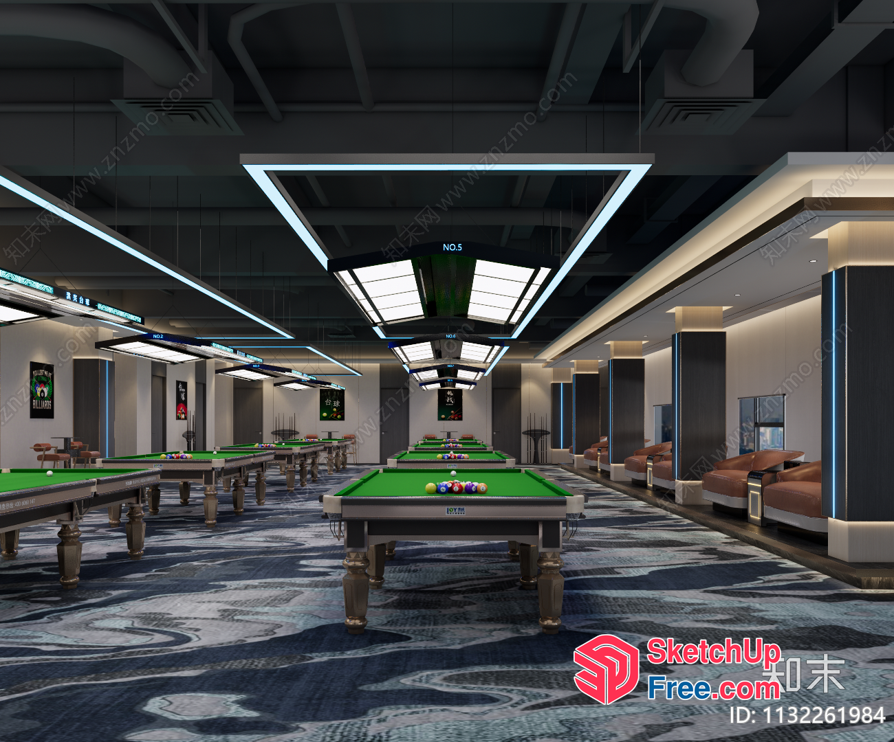 Modern Billiards Club Interior 3D SketchUp File