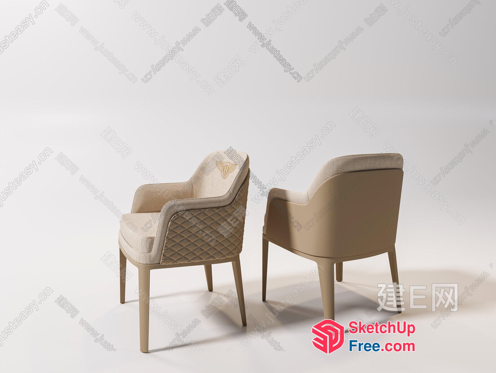 Two Elegant Chairs In Creamy Style 3D SketchUp File