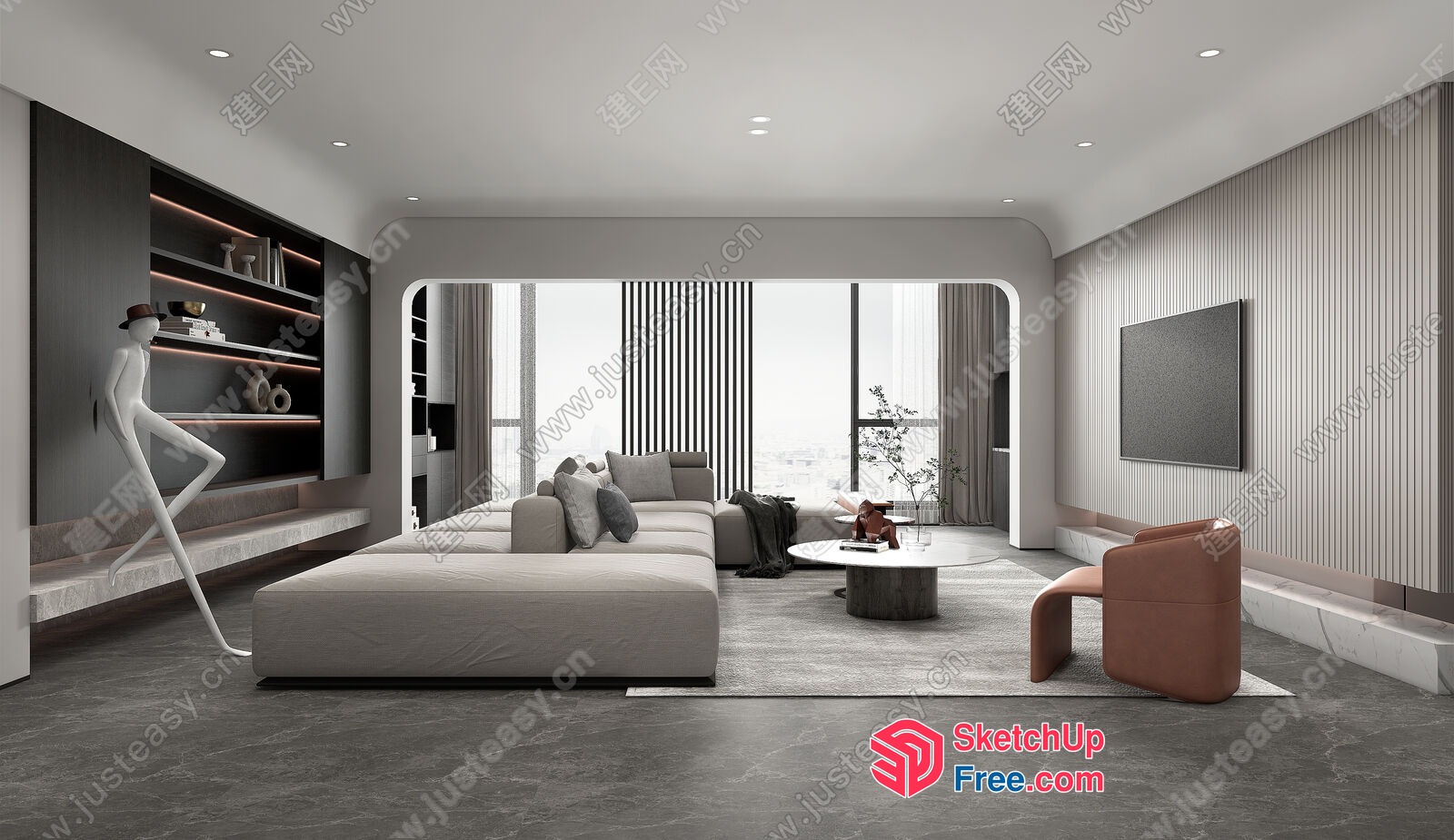 Modern Minimalist Living Room With Sleek Furniture And Natural Light 3D SketchUp File