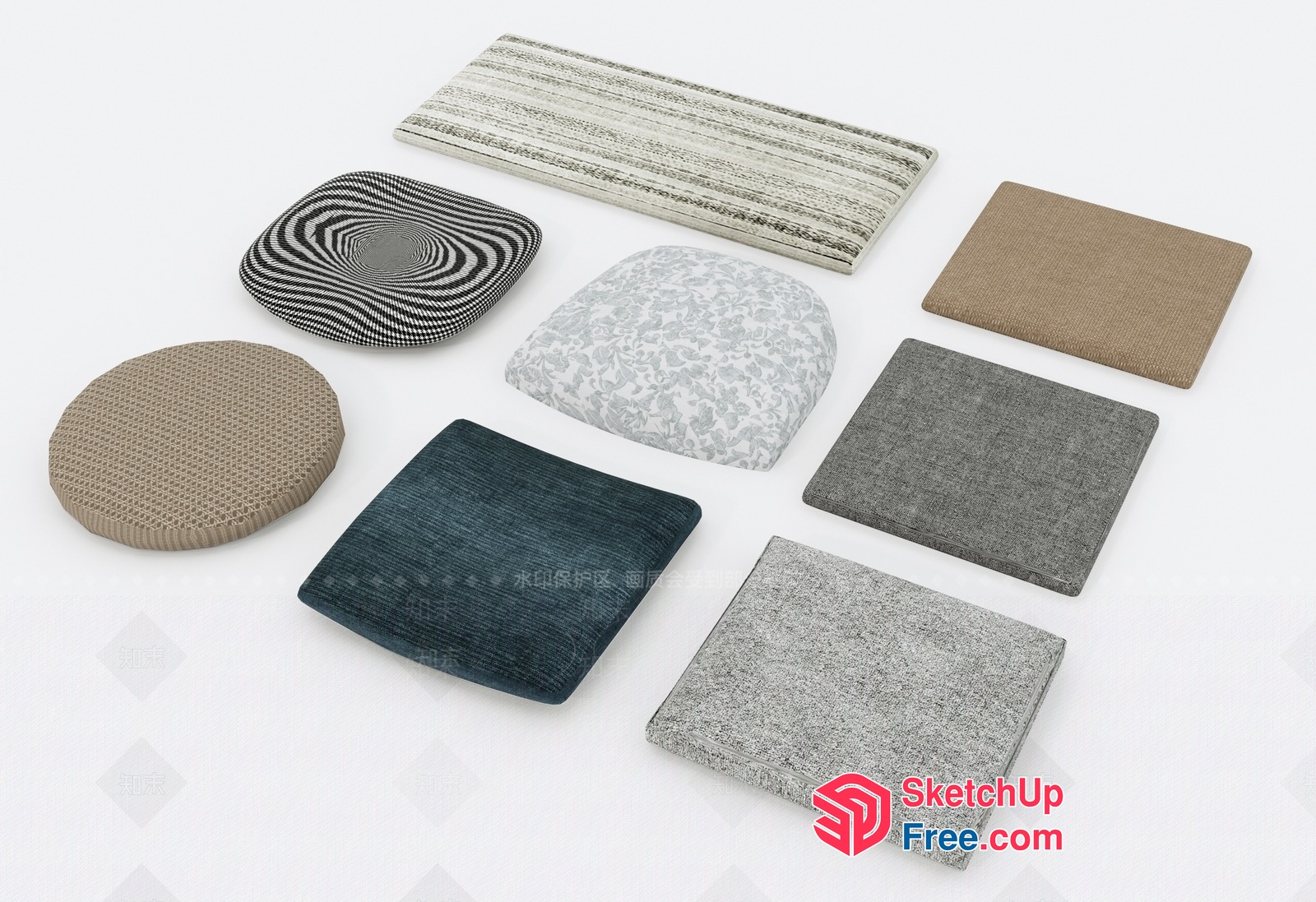 Various Textured Furniture Pieces 3D SketchUp File