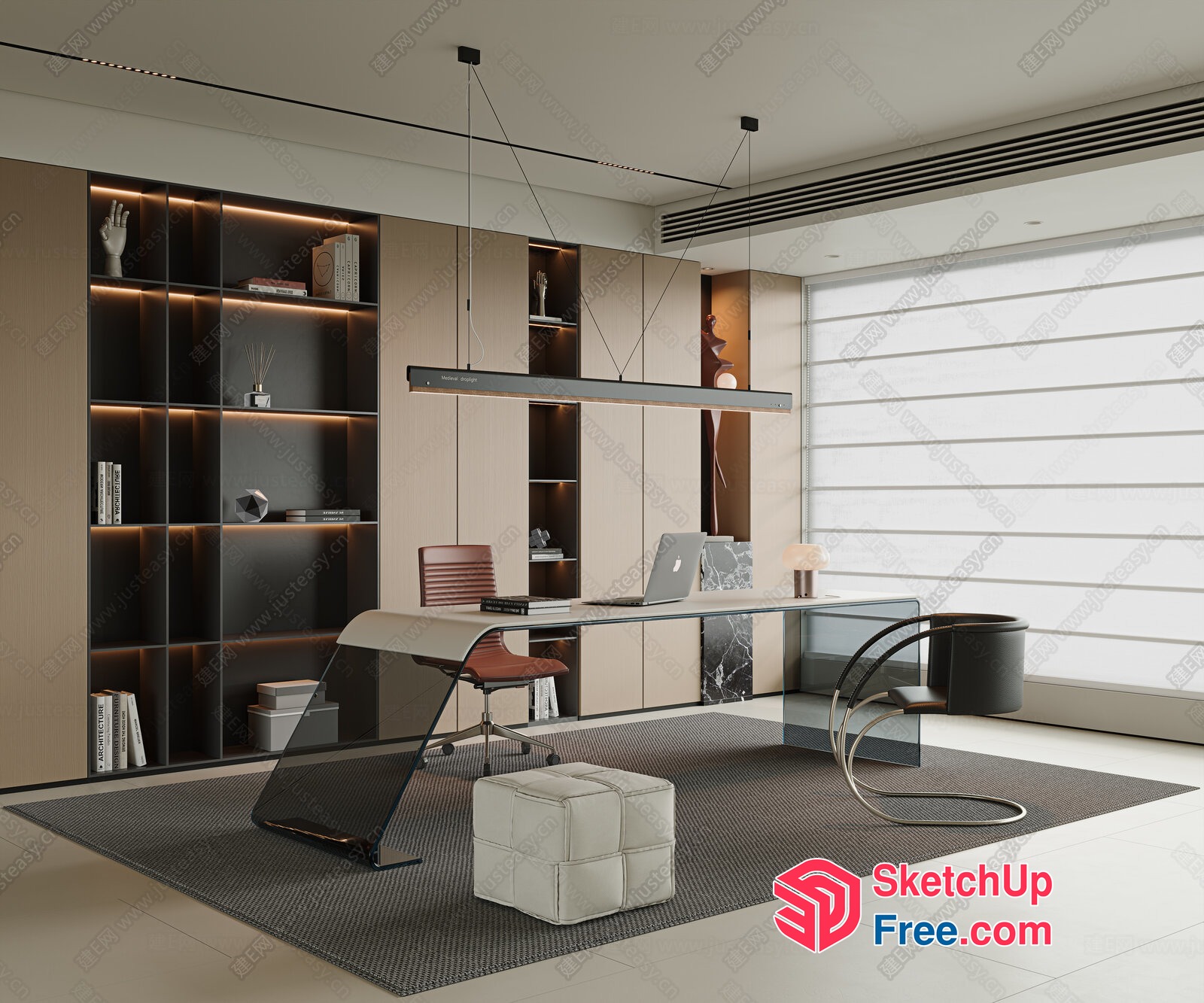 Modern Office Space With Sleek Furniture And Natural Light 3D SketchUp File