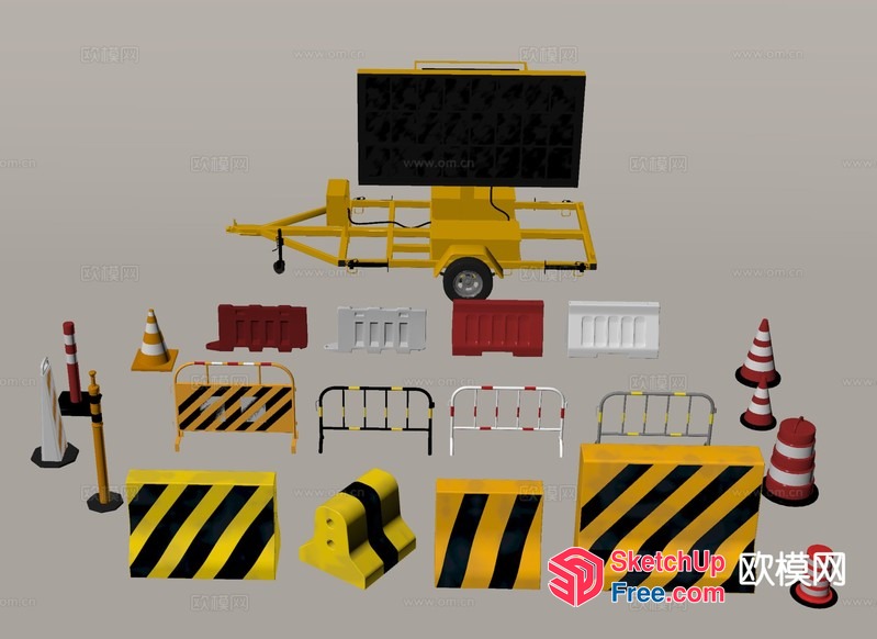 3D Modeling Of Road Construction Traffic Barriers 3D SketchUp File