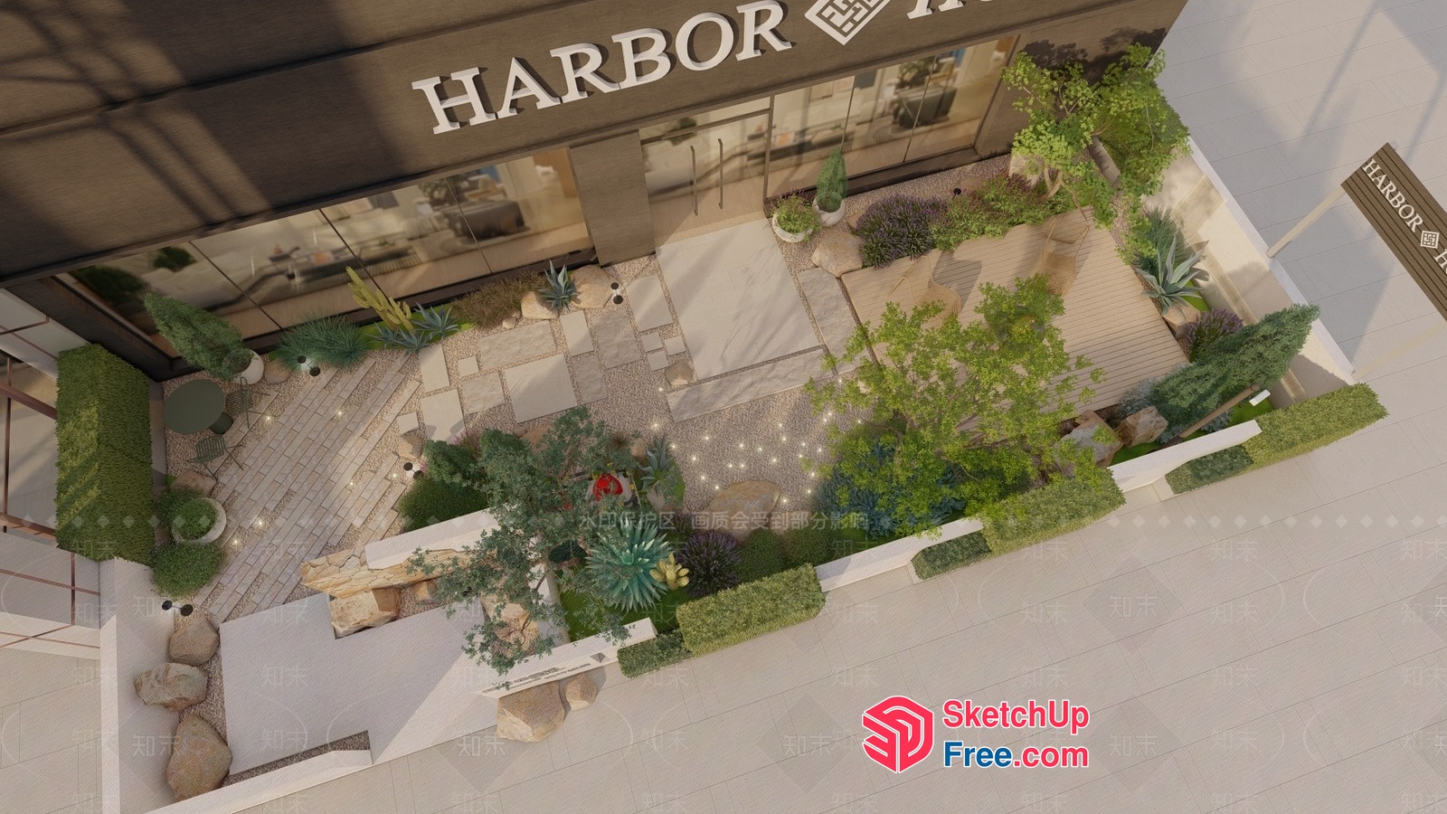 Exterior Decor Of A Modern Commercial Street 3D SketchUp File