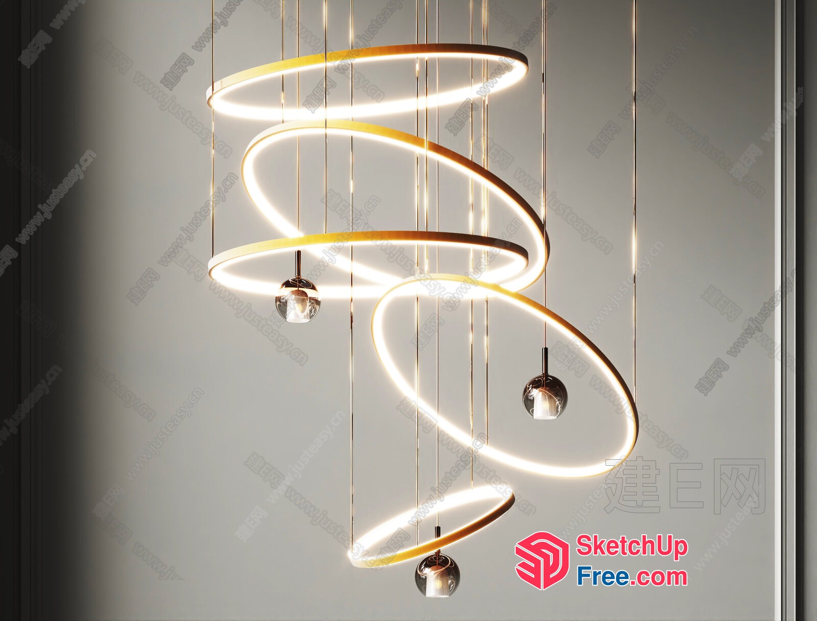 Elegant Spiral Light Fixture 3D SketchUp File