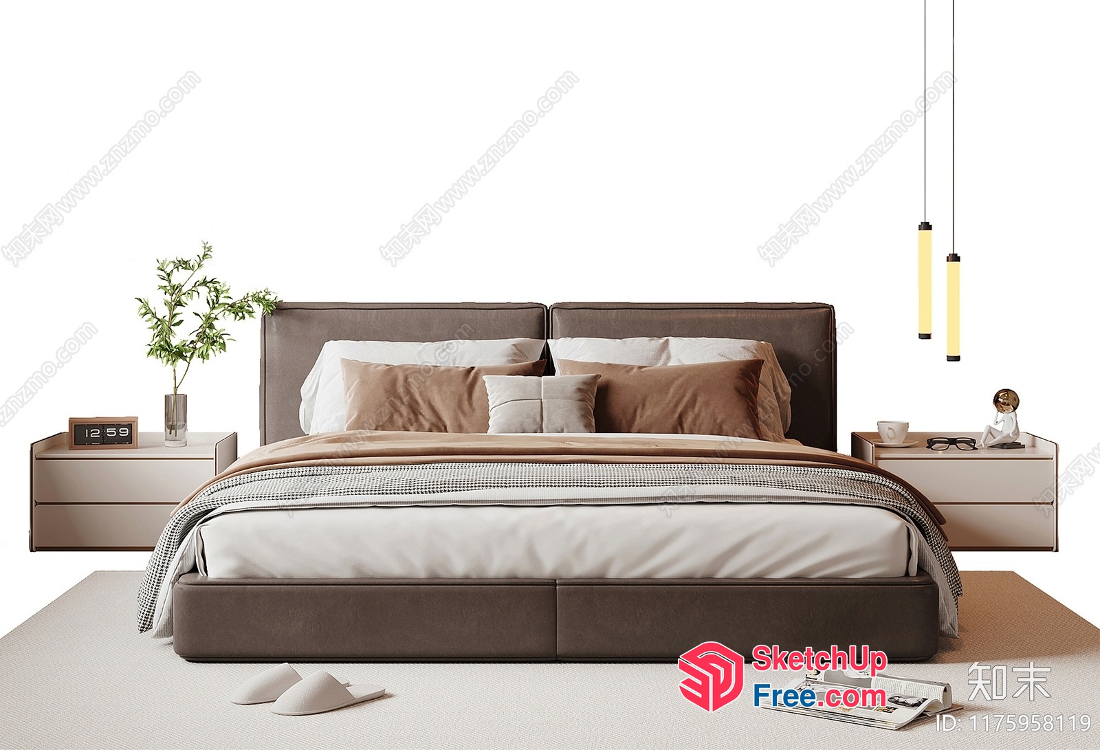 Modern Minimalist Japanese Style Bedroom Interior 3D SketchUp File
