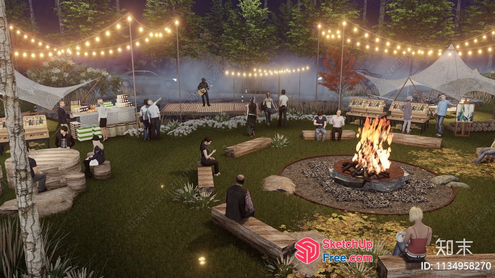 Cozy Outdoor Gathering Scene 3D SketchUp File