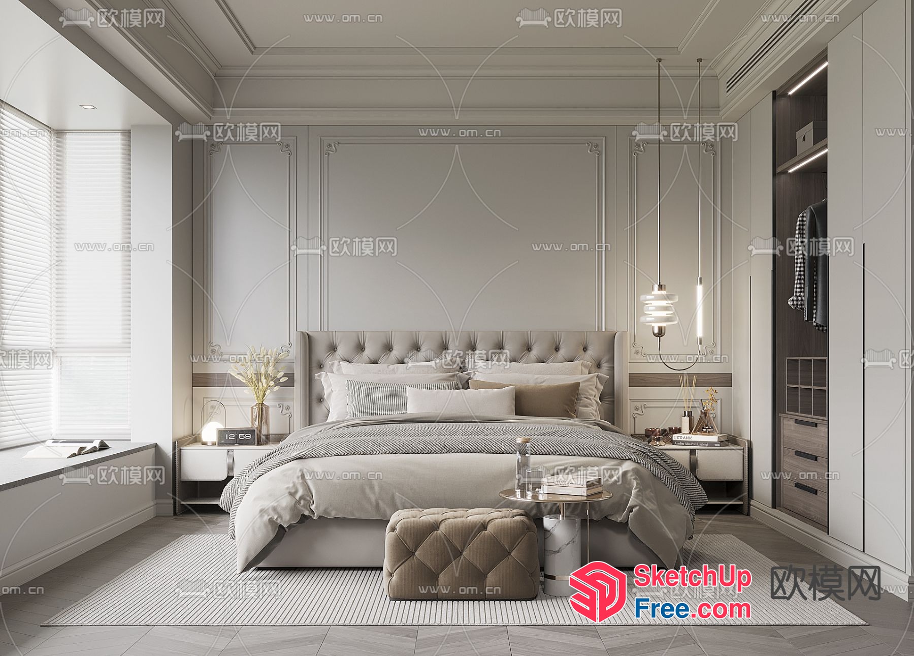 Elegant Modern Bedroom Interior Design 3D SketchUp File