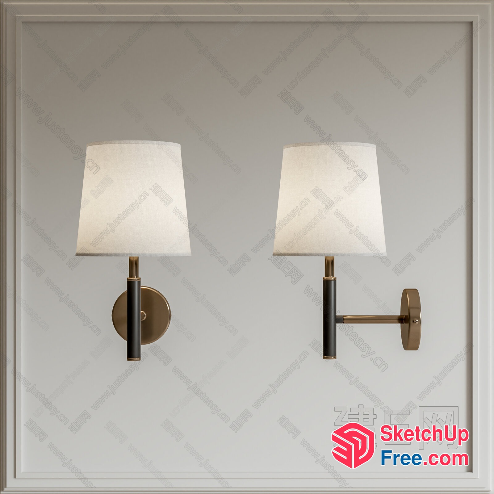 Elegant Brass And White Sconce Lighting Fixtures 3D SketchUp File