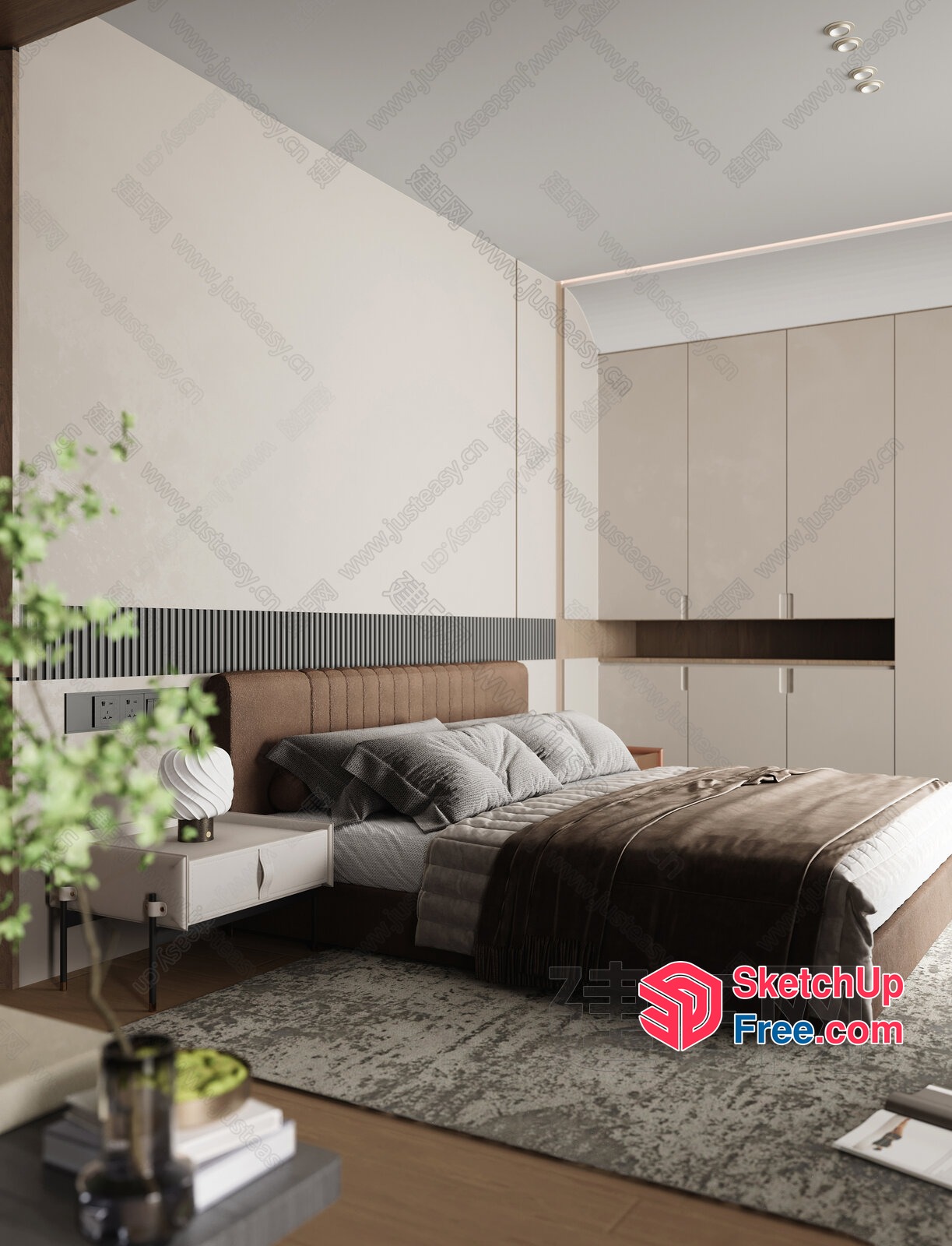 Modern Minimalist Bedroom Design With Neutral Tones 3D SketchUp File