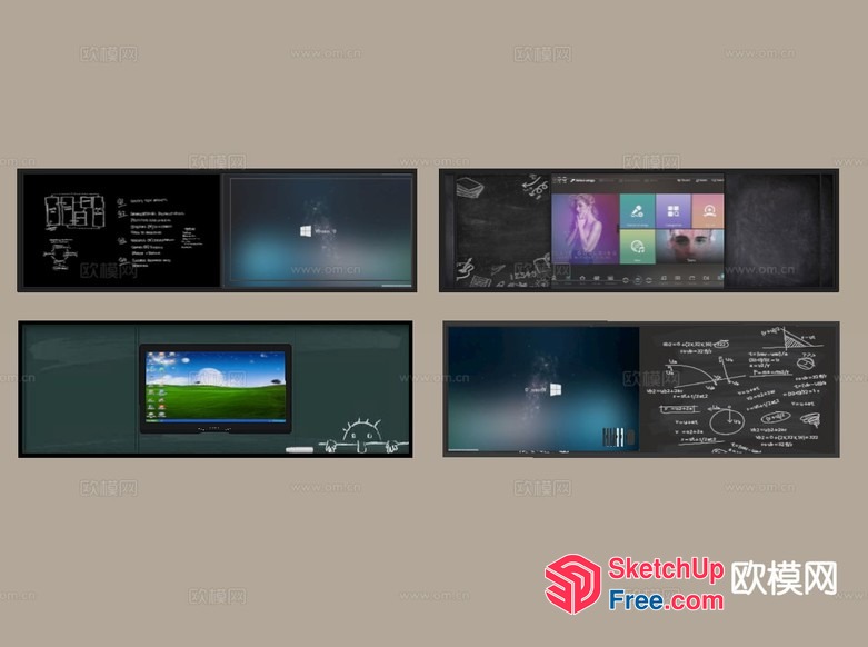Wall-Mounted Computer And Monitor Displays 3D SketchUp File